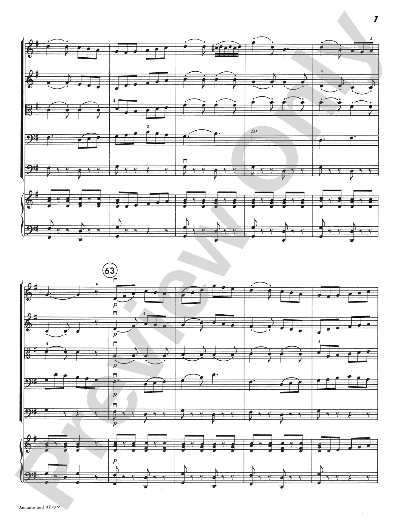 Andante and Allegro: String Orchestra Conductor Score & Parts