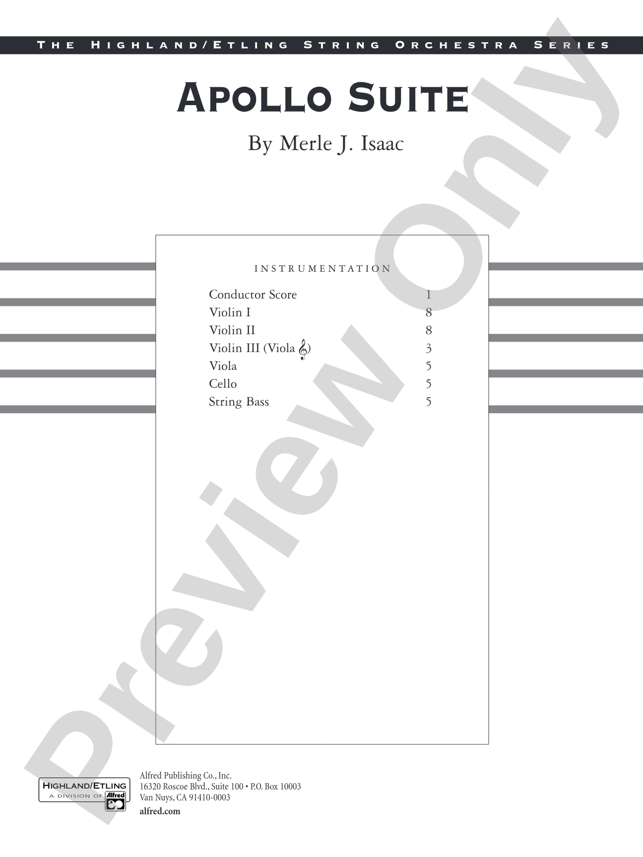 The Apollo Suite: String Orchestra Conductor Score & Parts