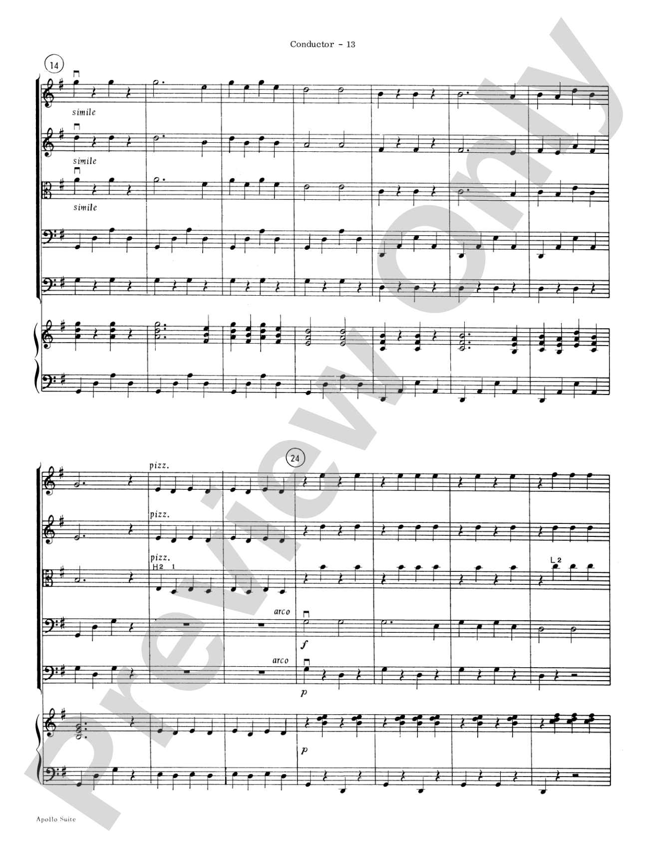 The Apollo Suite: String Orchestra Conductor Score & Parts