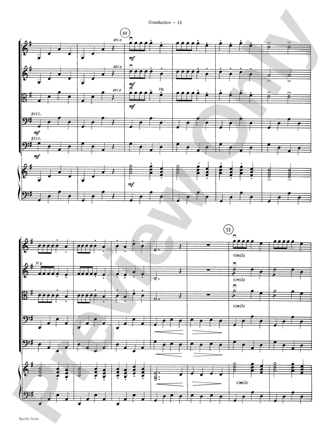 The Apollo Suite: String Orchestra Conductor Score & Parts