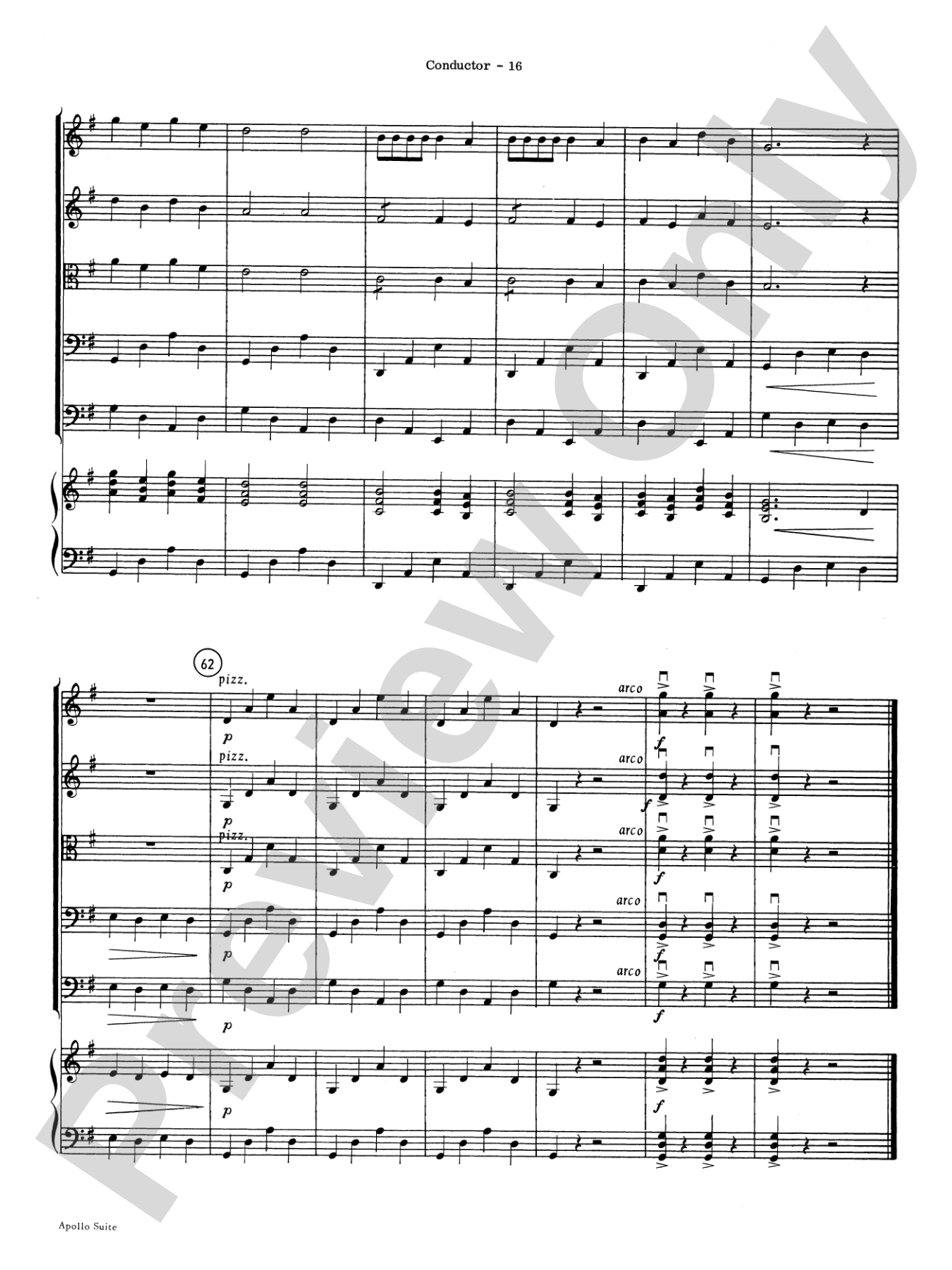 The Apollo Suite: String Orchestra Conductor Score & Parts