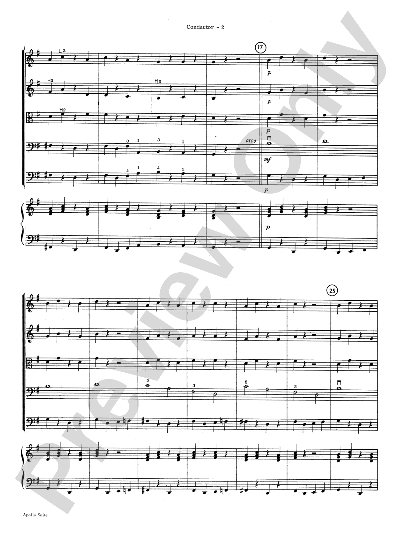 The Apollo Suite: String Orchestra Conductor Score & Parts
