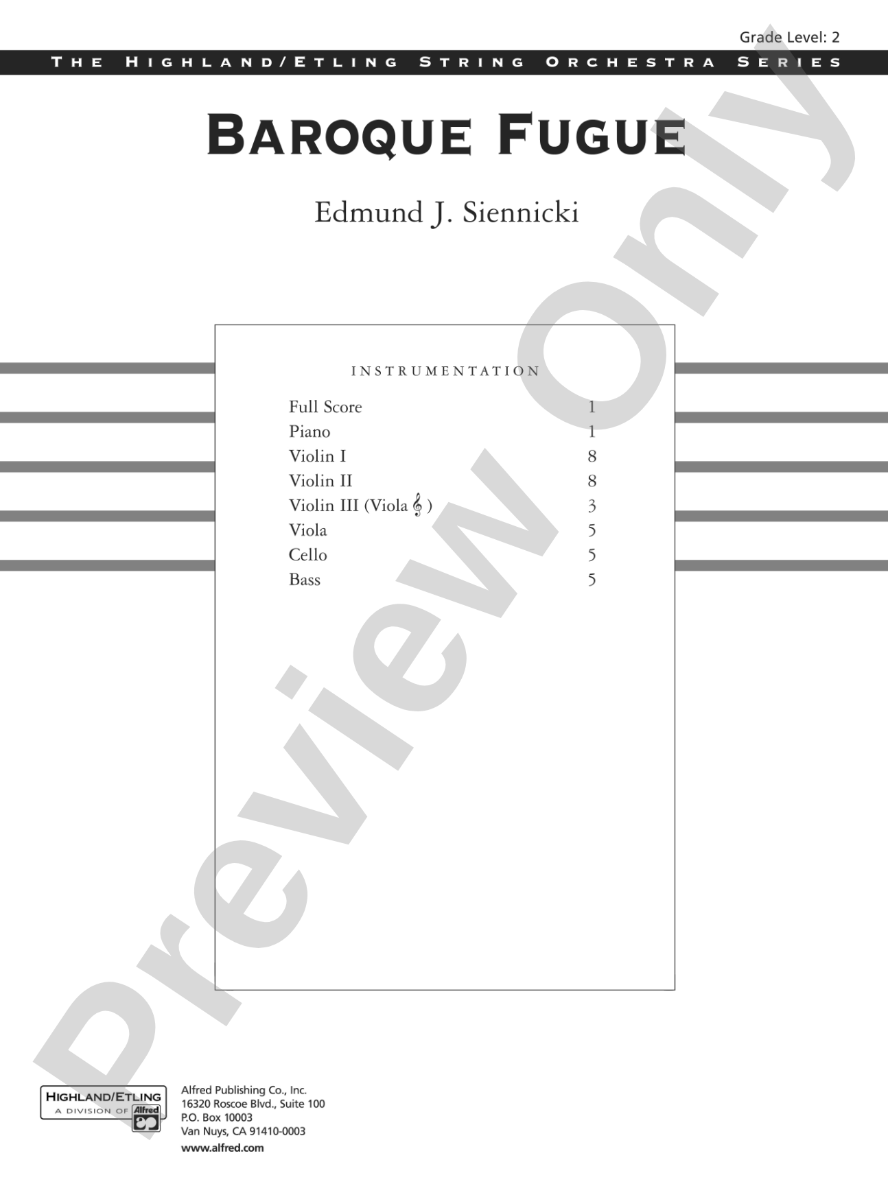 Baroque Fugue: String Orchestra Conductor Score & Parts