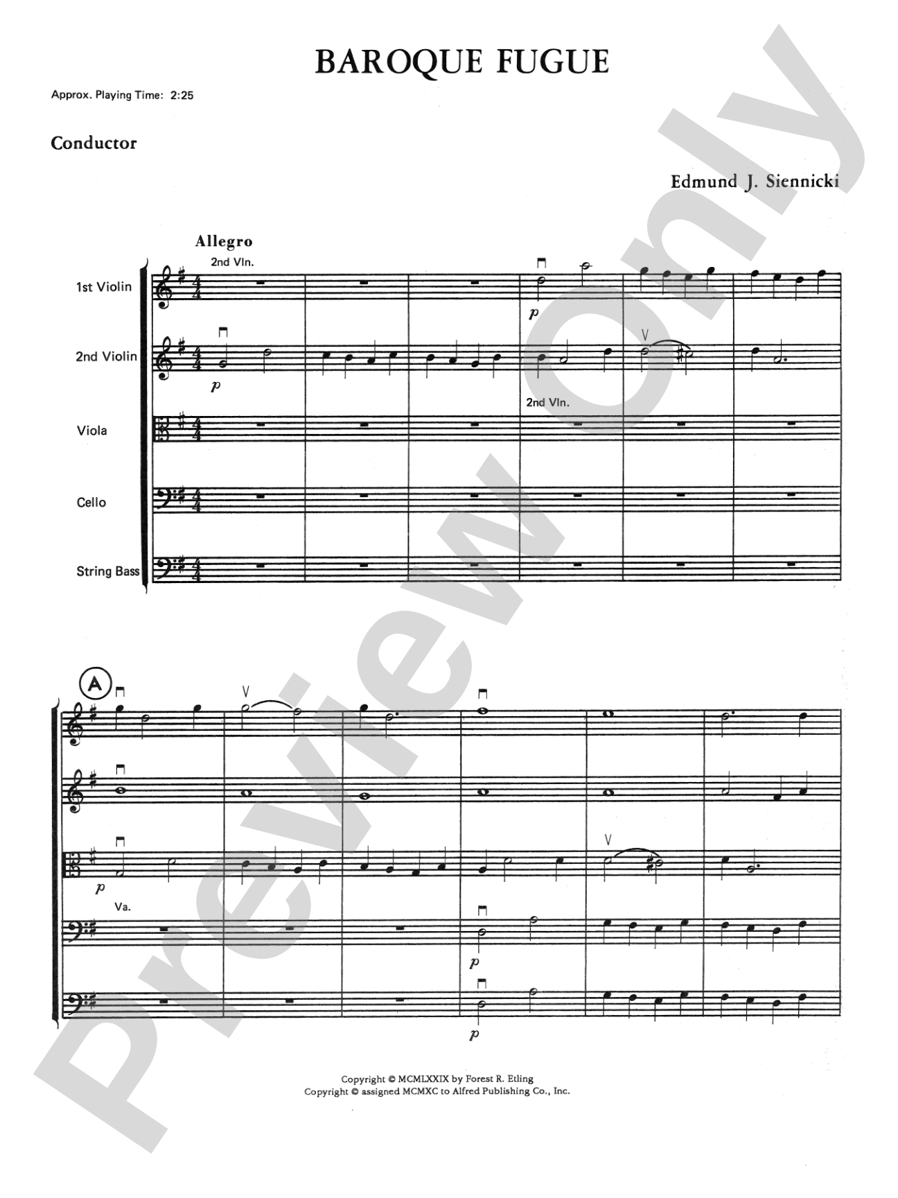 Baroque Fugue: String Orchestra Conductor Score & Parts