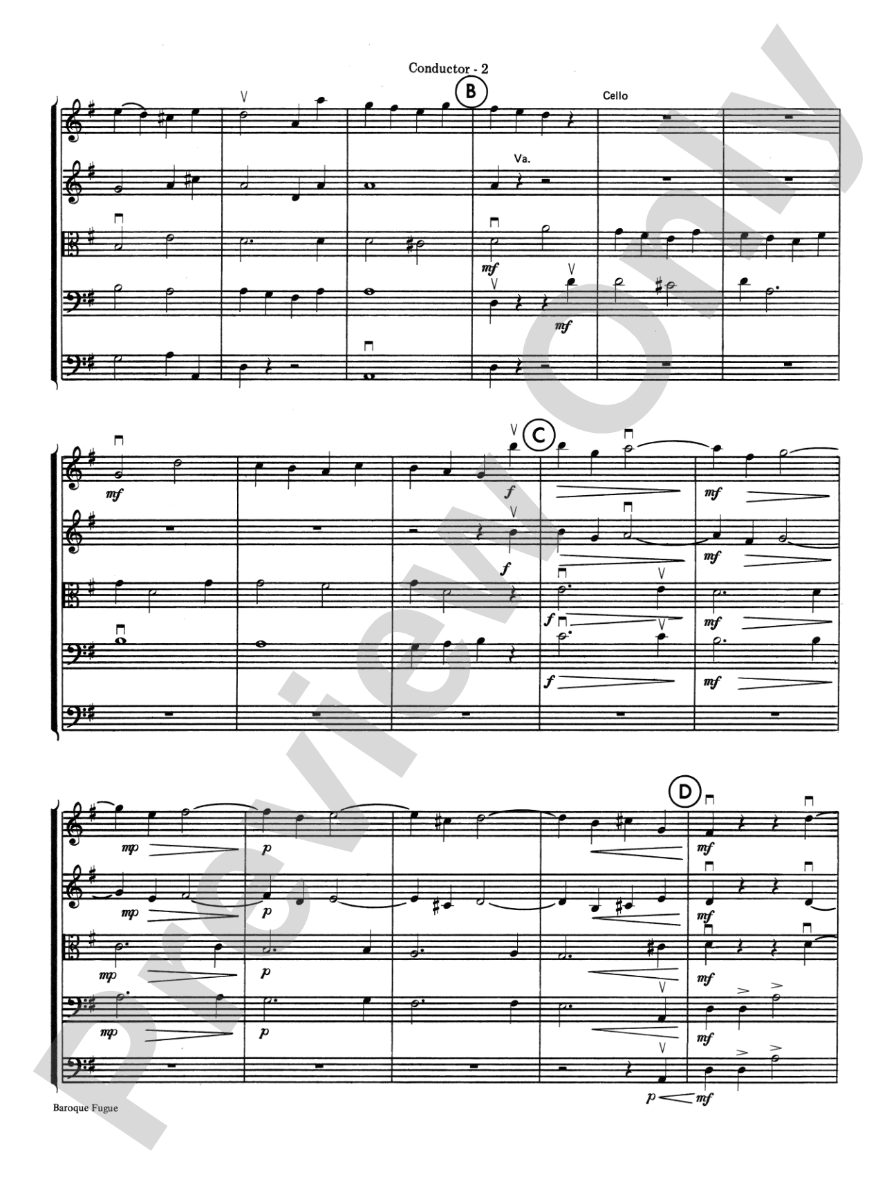 Baroque Fugue: String Orchestra Conductor Score & Parts
