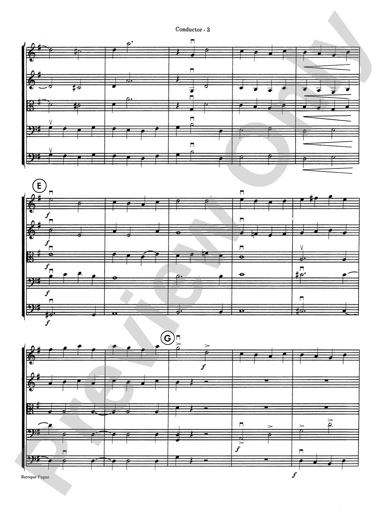 Baroque Fugue: String Orchestra Conductor Score & Parts