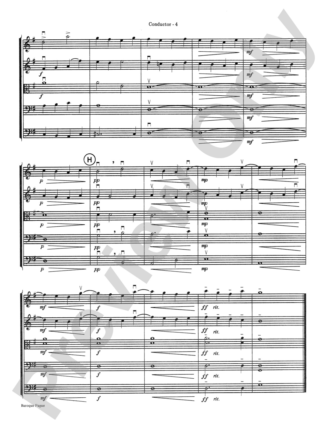 Baroque Fugue: String Orchestra Conductor Score & Parts