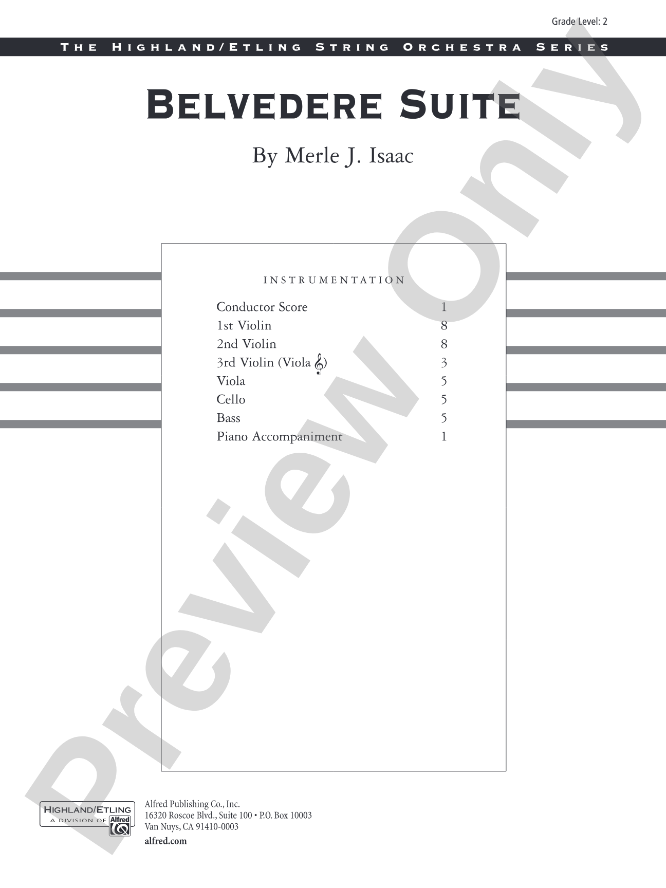 Belvedere Suite: String Orchestra Conductor Score & Parts