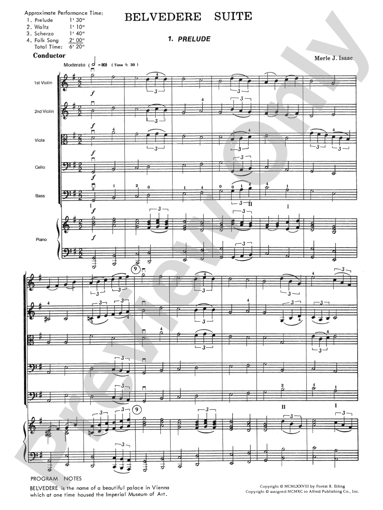 Belvedere Suite: String Orchestra Conductor Score & Parts