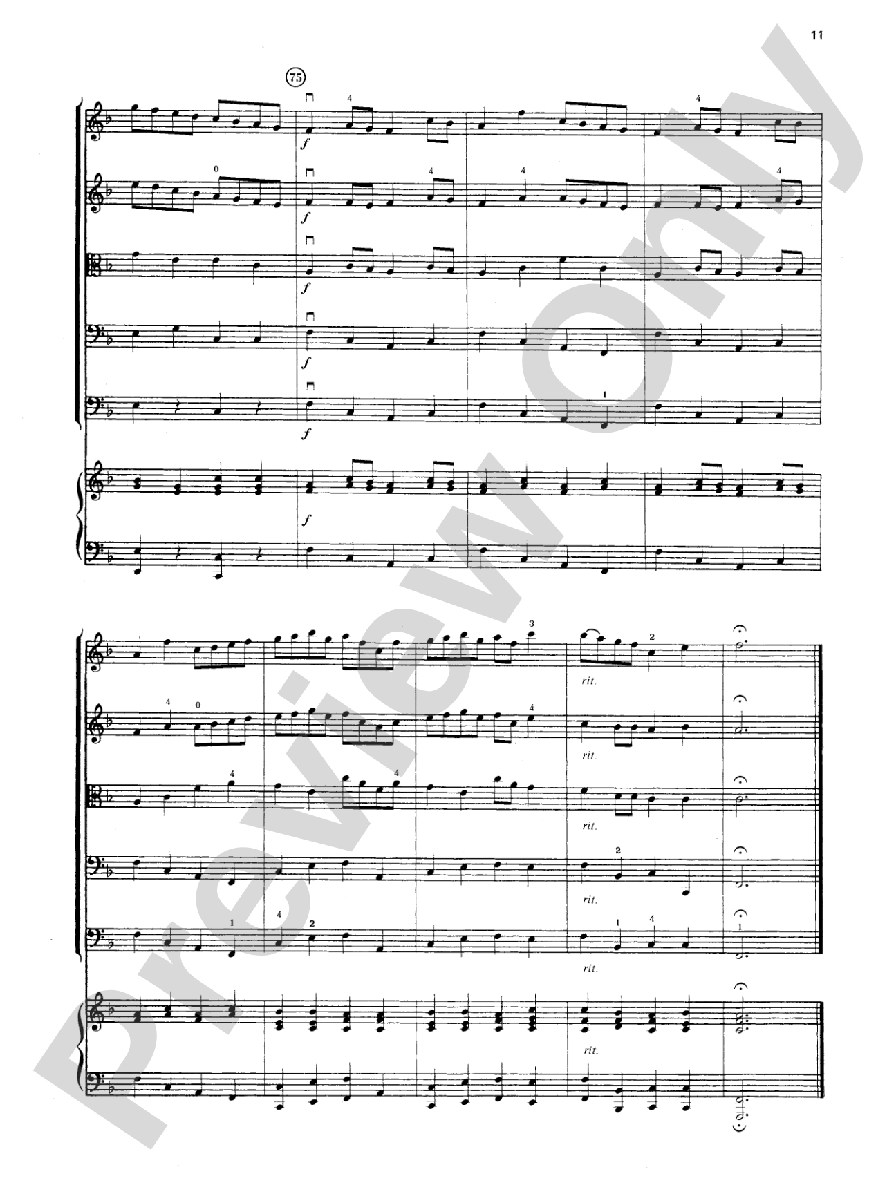 Brandenburg Concerto No. 2: String Orchestra Conductor Score & Parts