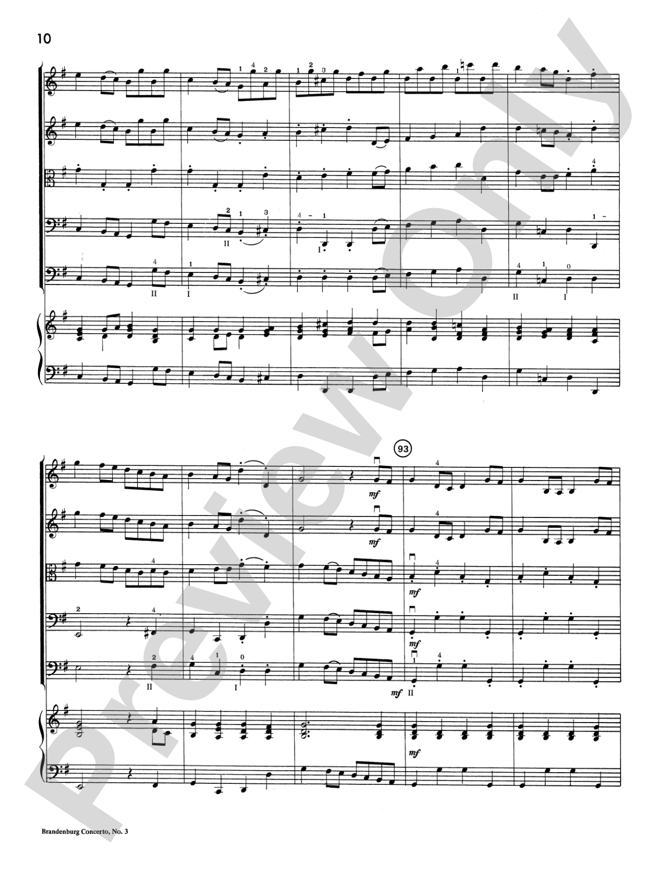 Brandenburg Concerto No. 3: Score