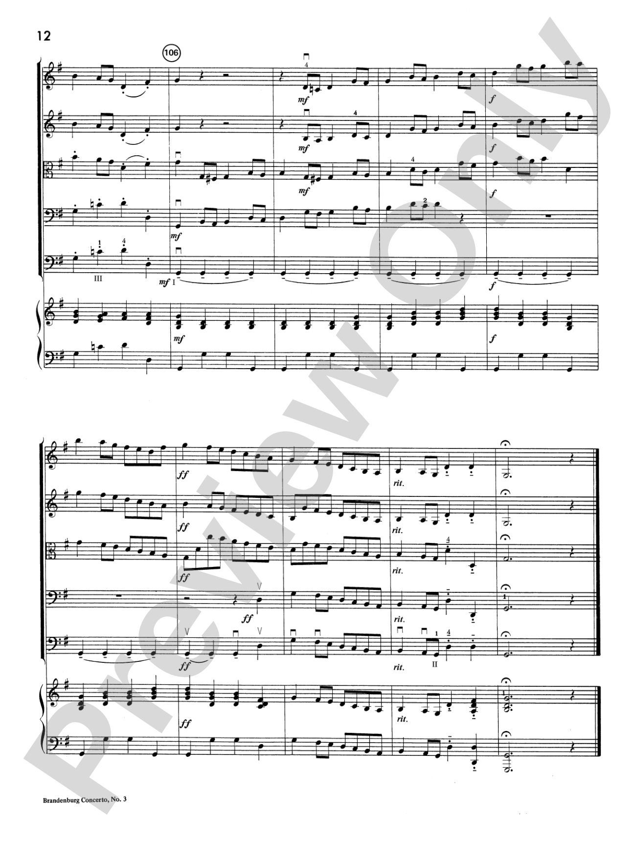 Brandenburg Concerto No. 3: Score