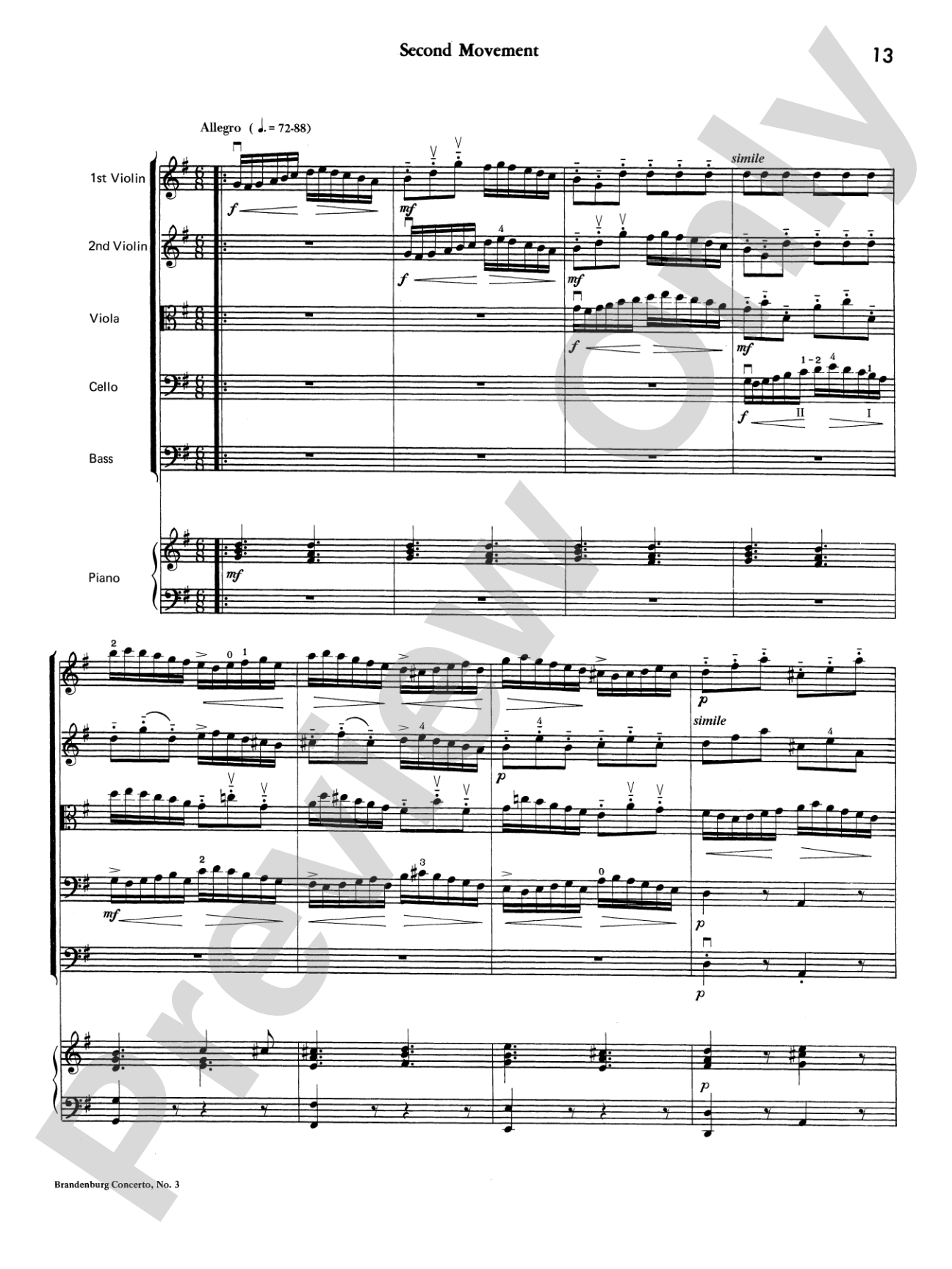 Brandenburg Concerto No. 3: Score