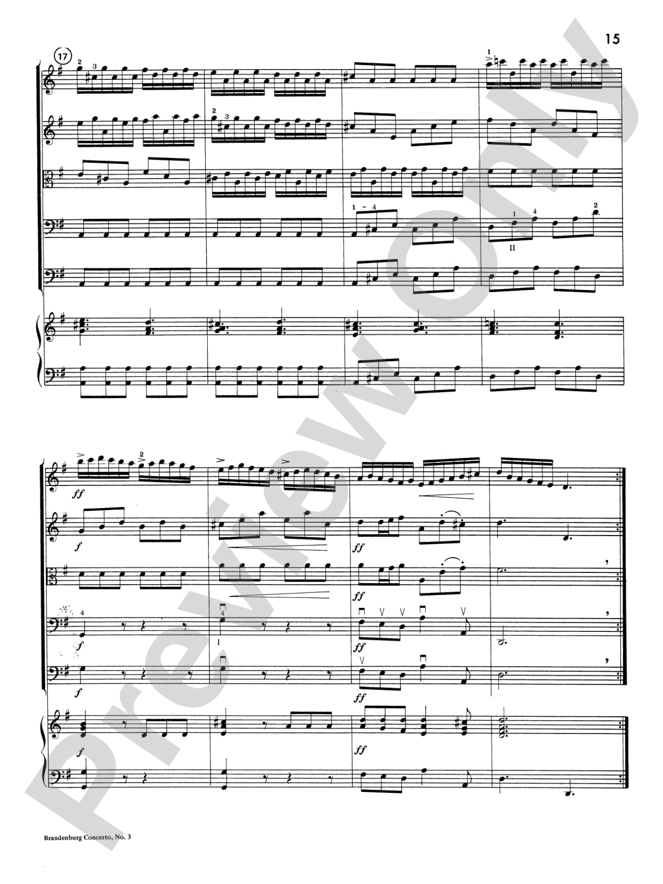 Brandenburg Concerto No. 3: Score