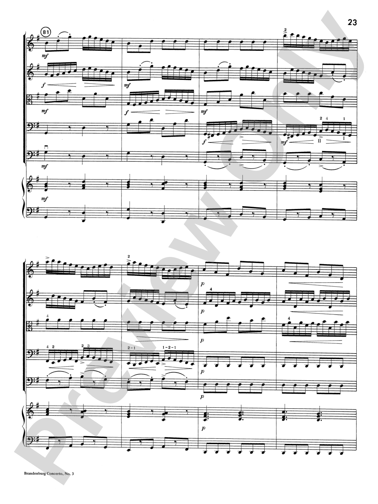 Brandenburg Concerto No. 3: Score