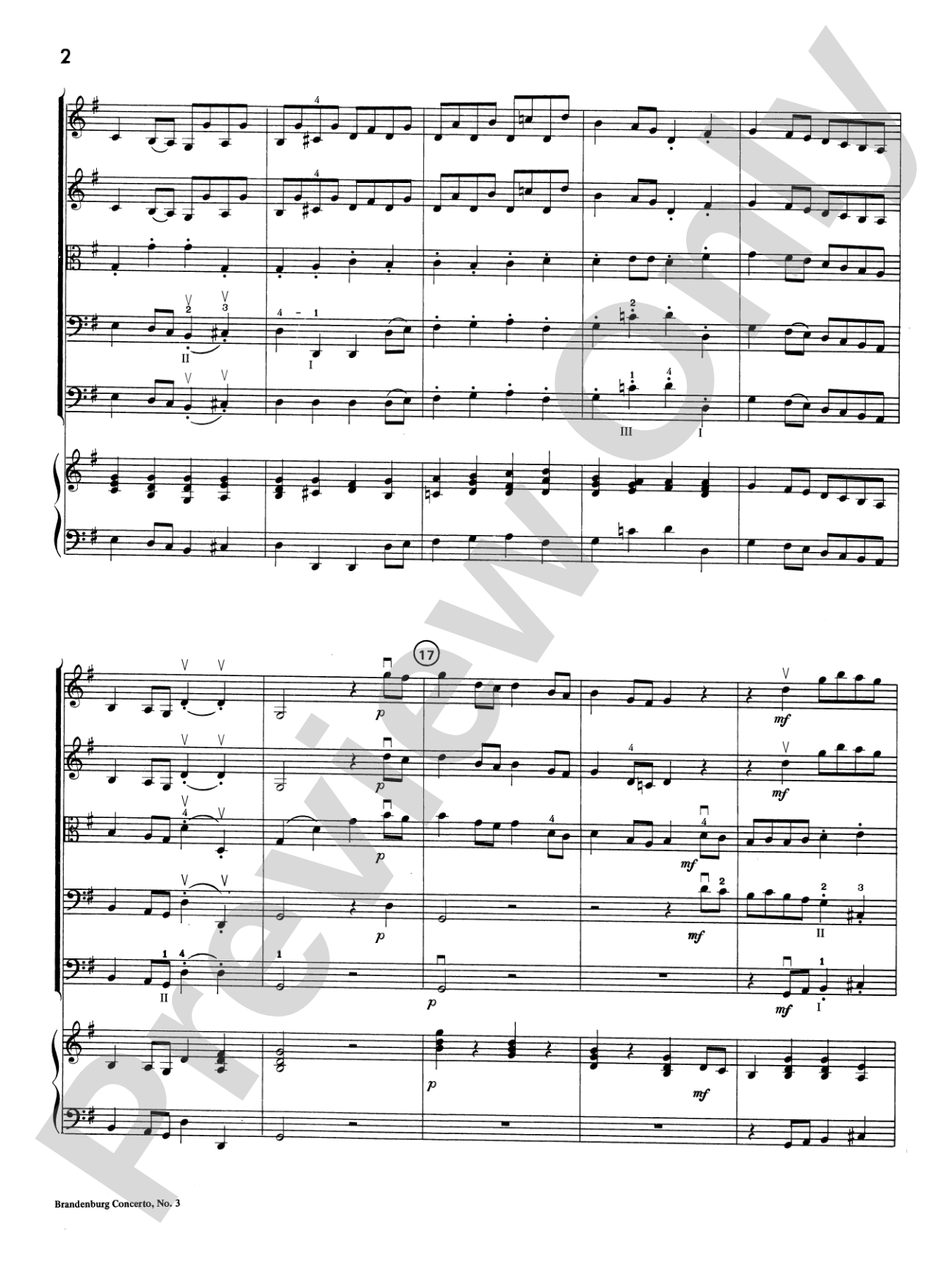 Brandenburg Concerto No. 3: Score