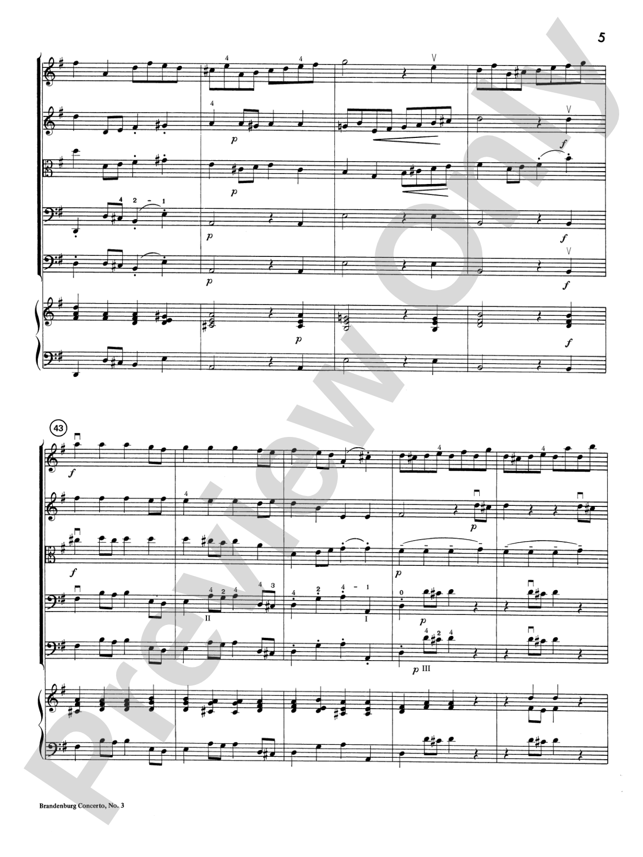 Brandenburg Concerto No. 3: Score