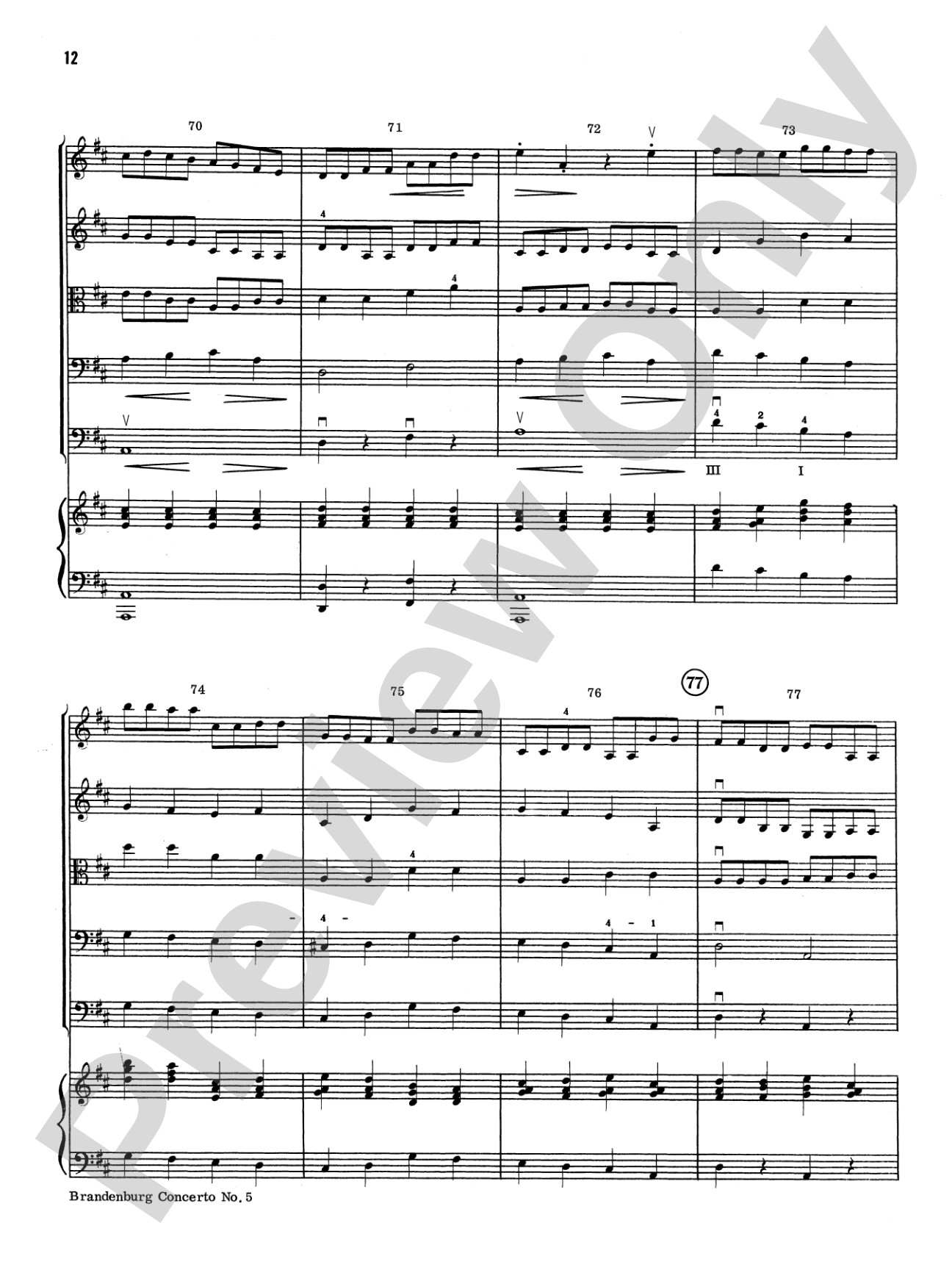 Brandenburg Concerto No. 5: Score
