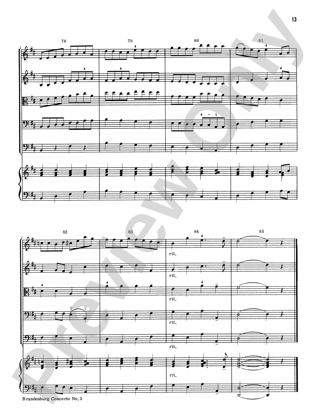 Brandenburg Concerto No. 5: Score