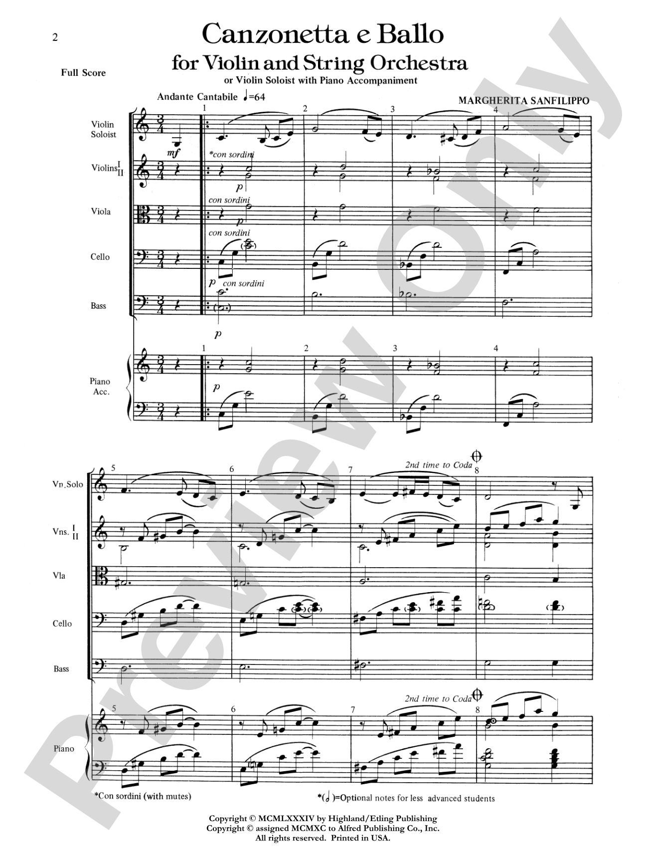 Canzonetta e Ballo (solo violin and string orchestra)