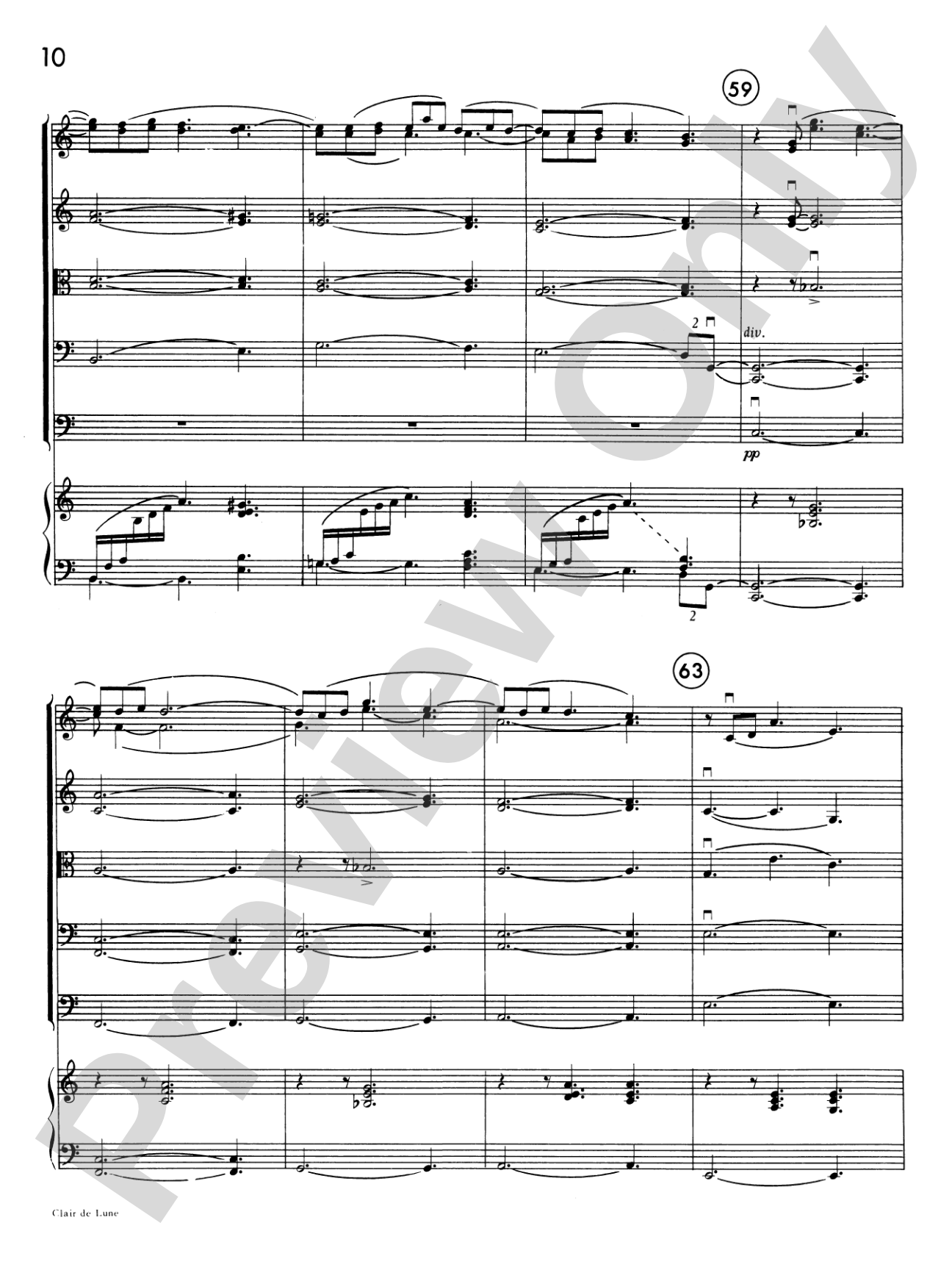 Clair de lune: String Orchestra Conductor Score & Parts