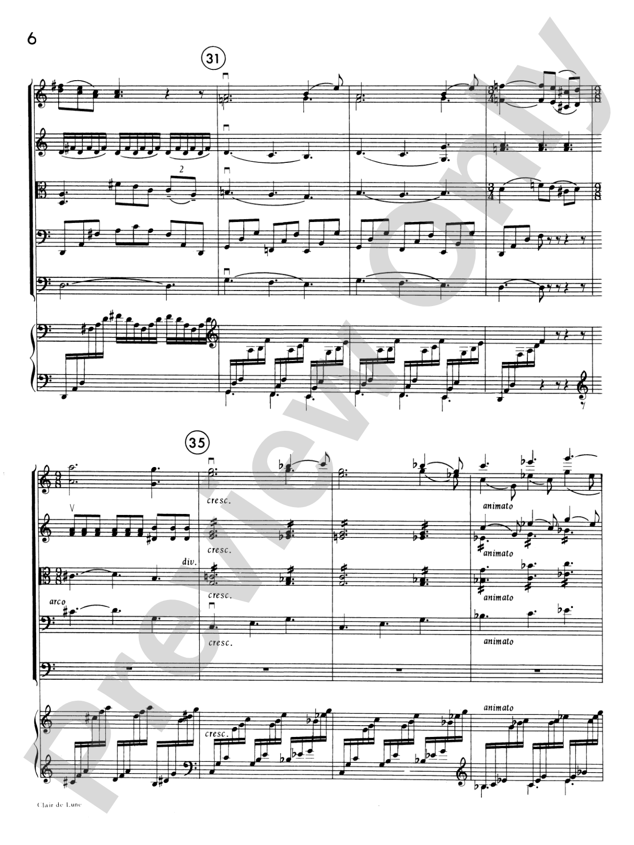 Clair de lune: String Orchestra Conductor Score & Parts