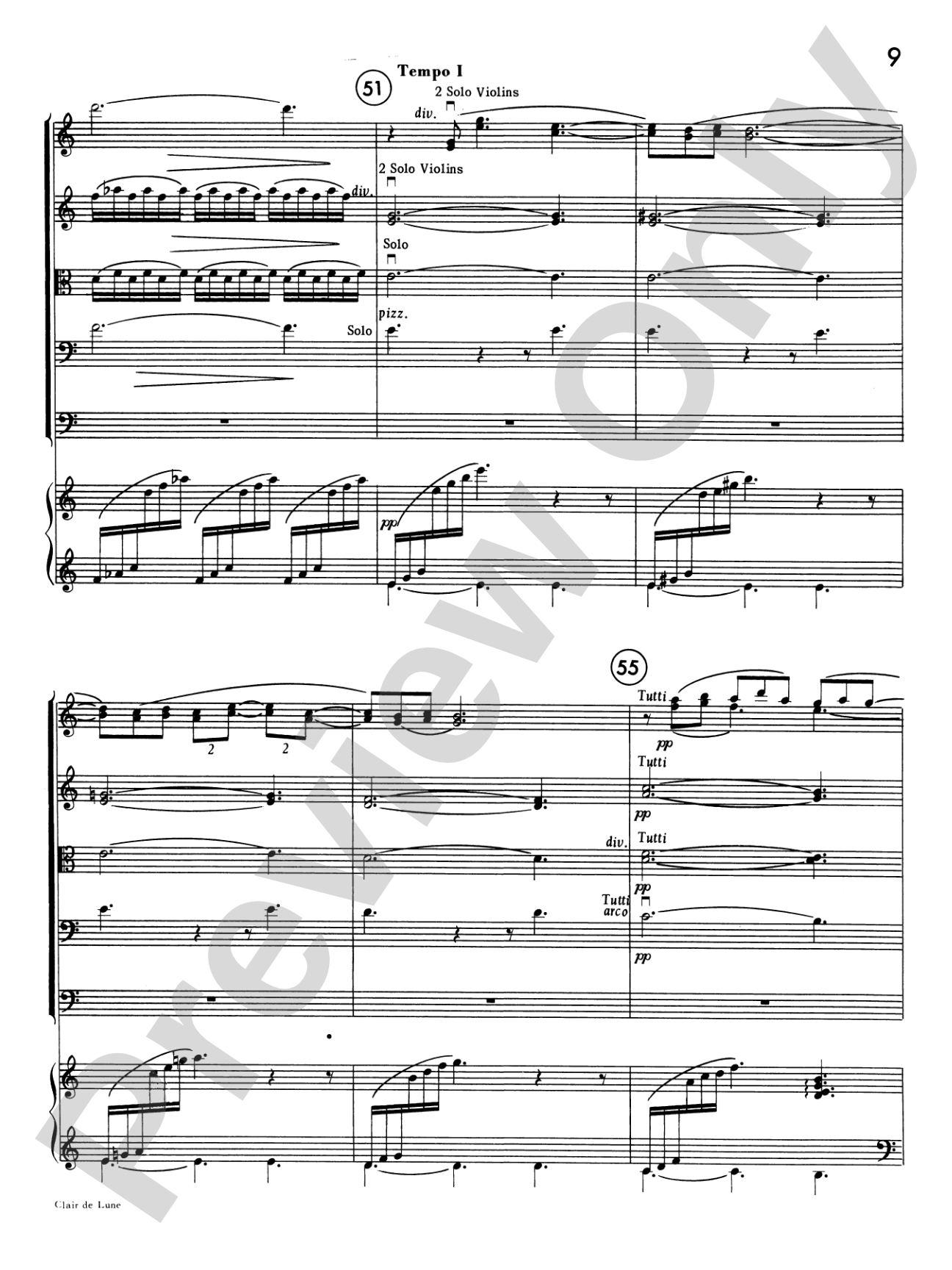 Clair de lune: String Orchestra Conductor Score & Parts