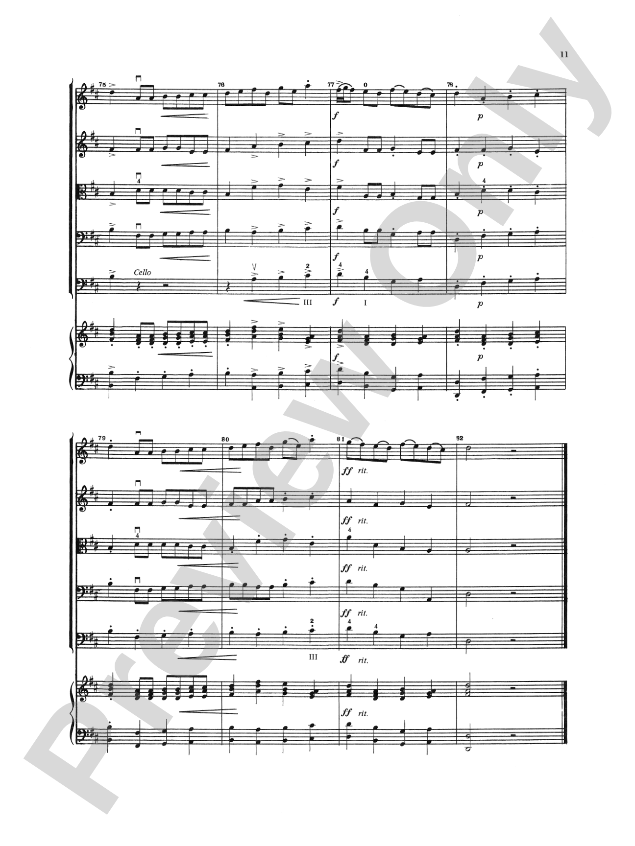 Concerto in D Major (from Clavier Concerto No. 3): String Orchestra Conductor Score & Parts