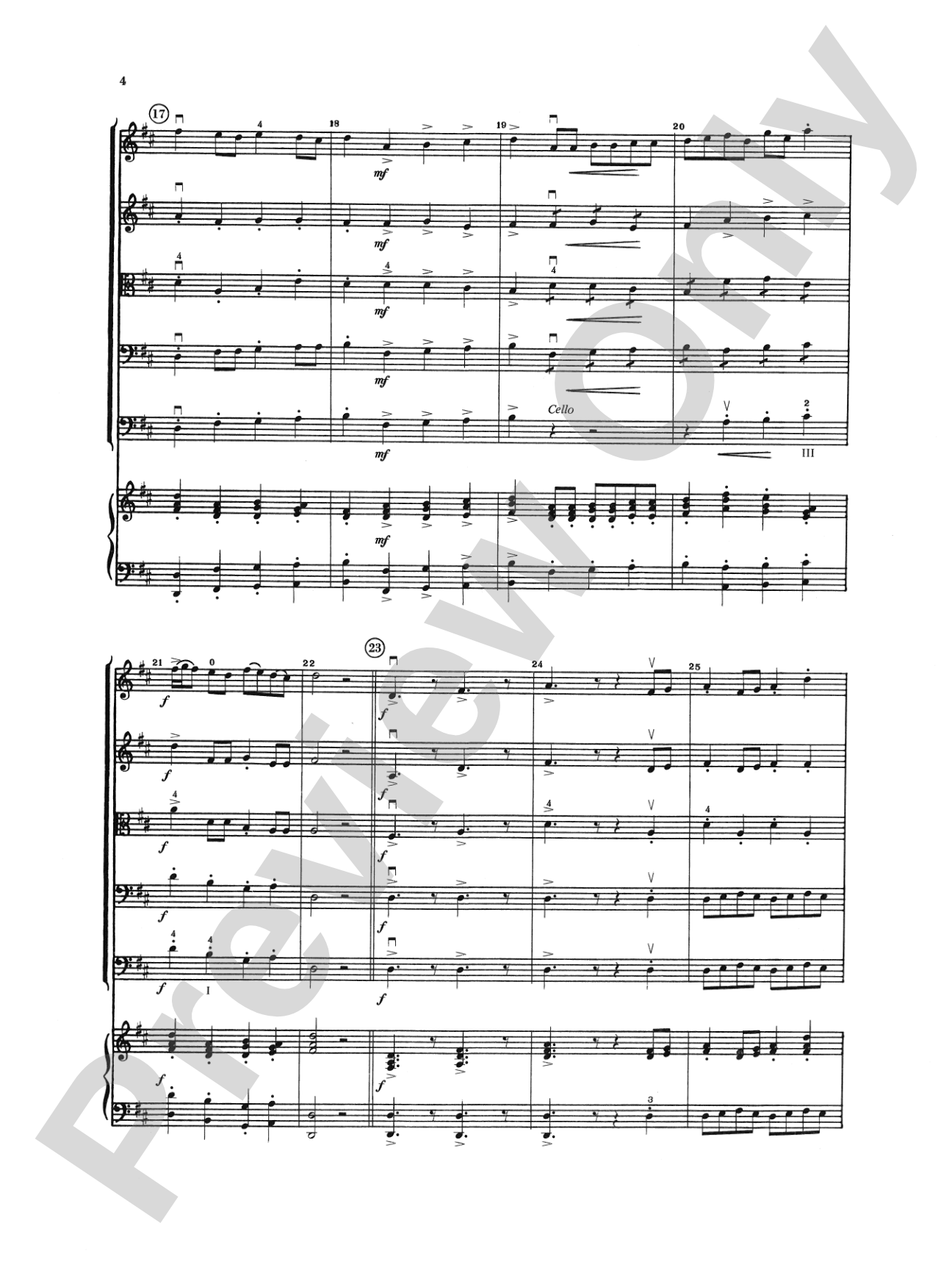 Concerto in D Major (from Clavier Concerto No. 3): String Orchestra Conductor Score & Parts