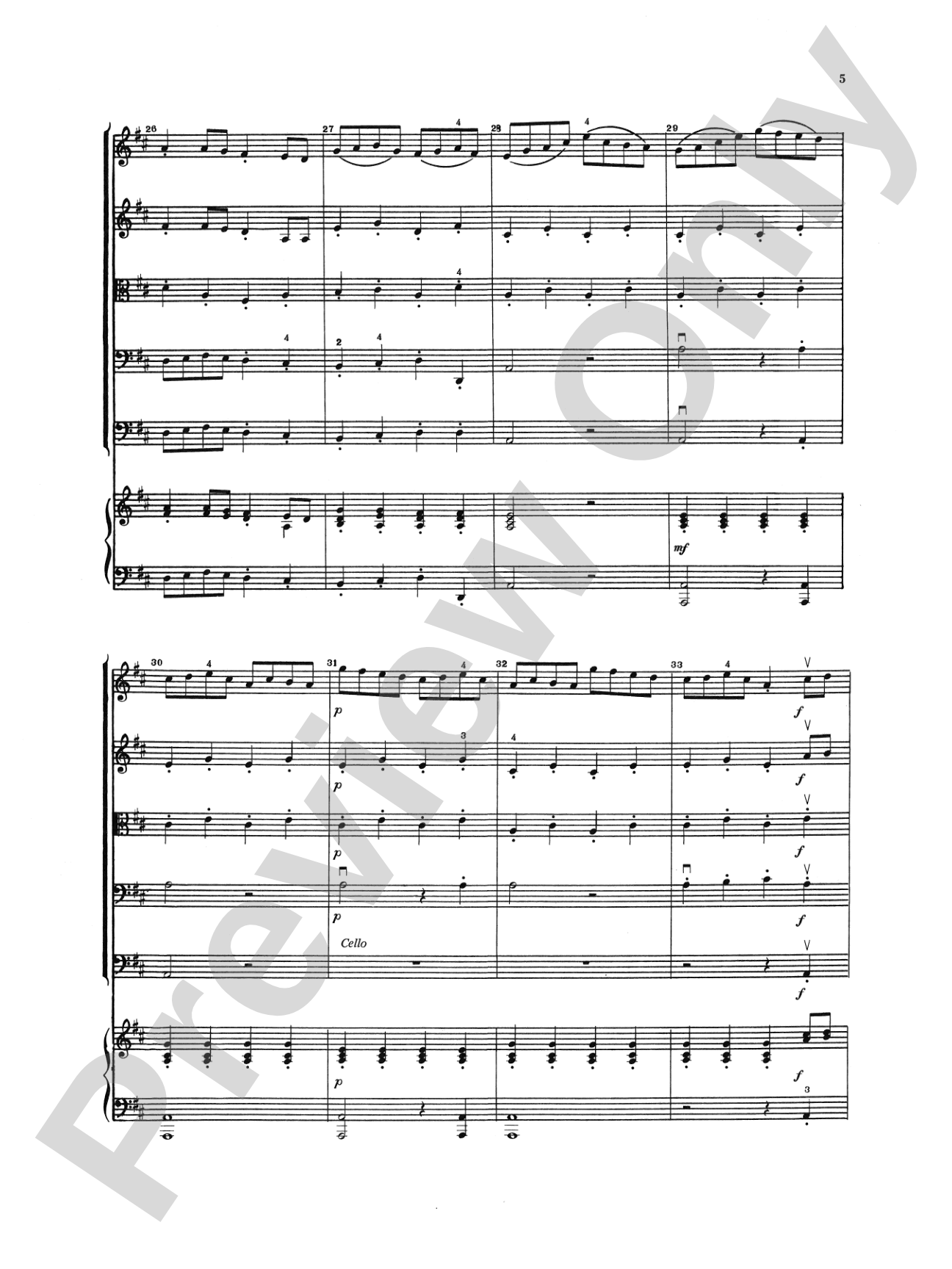 Concerto in D Major (from Clavier Concerto No. 3): String Orchestra Conductor Score & Parts