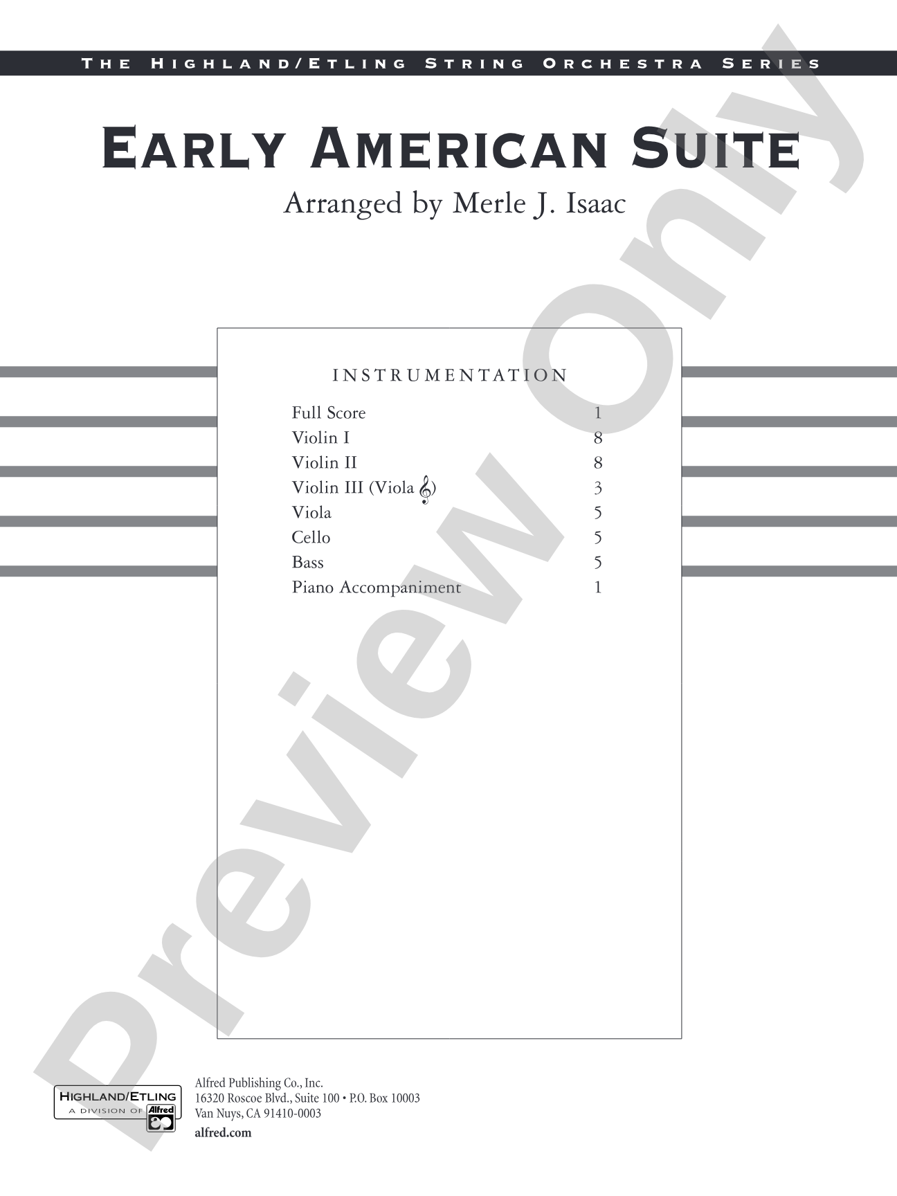 Early American Suite: String Orchestra Conductor Score & Parts