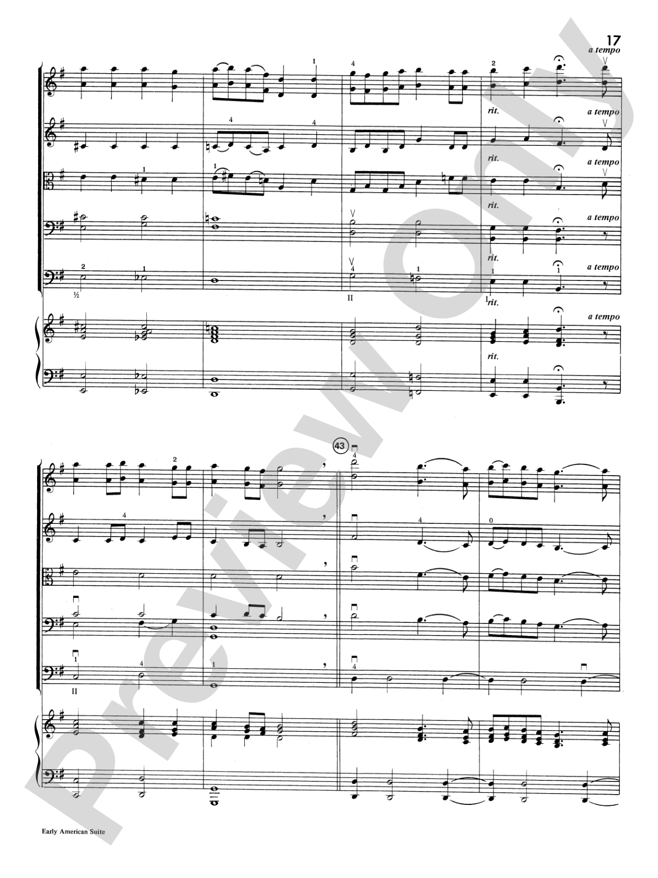 Early American Suite: String Orchestra Conductor Score & Parts