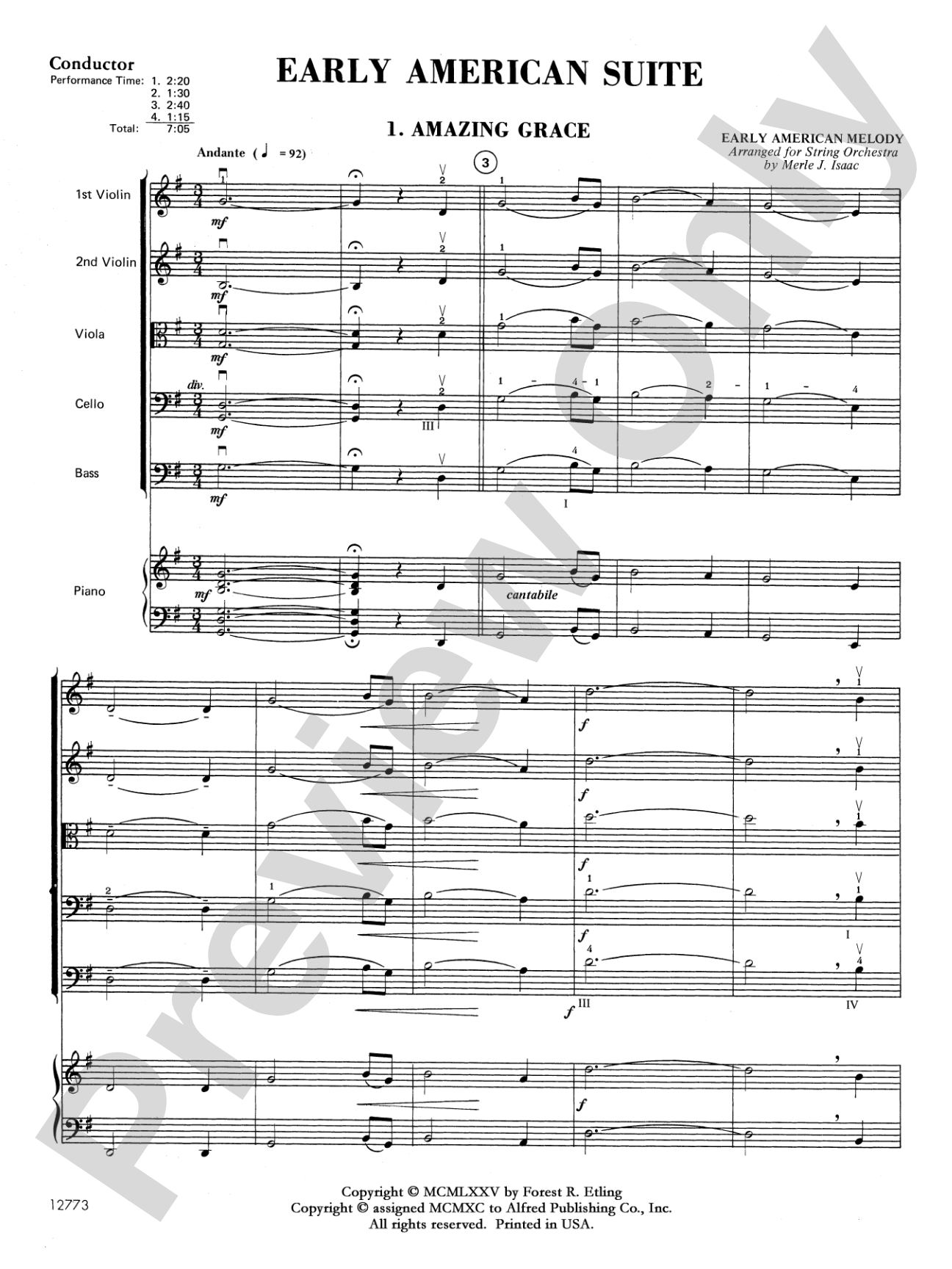 Early American Suite: String Orchestra Conductor Score & Parts
