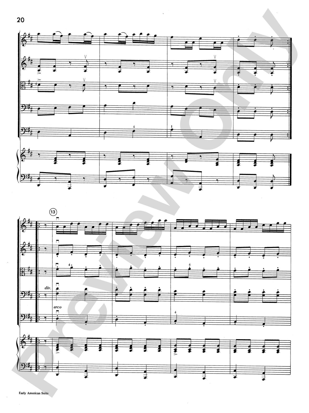 Early American Suite: String Orchestra Conductor Score & Parts