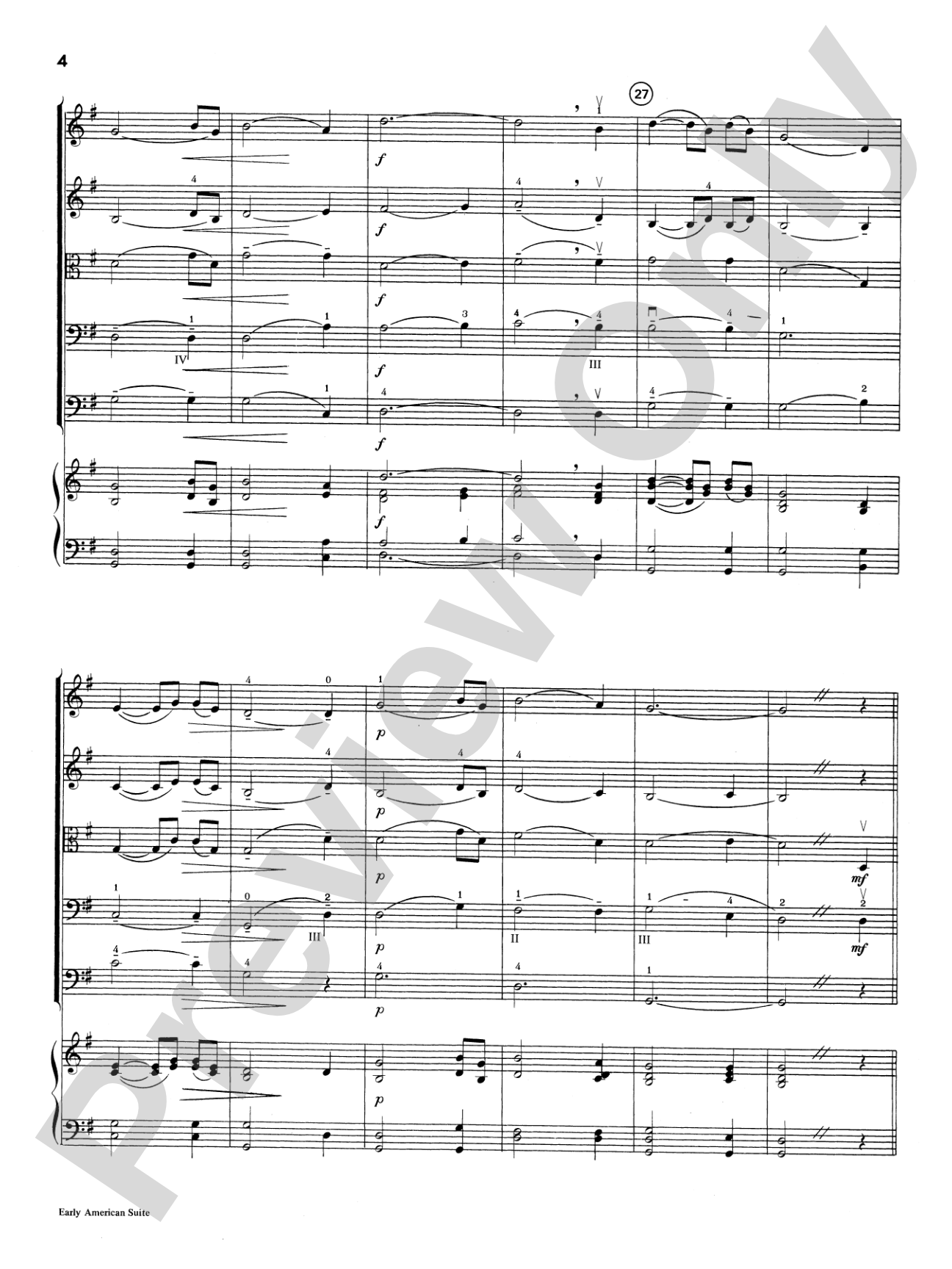 Early American Suite: String Orchestra Conductor Score & Parts