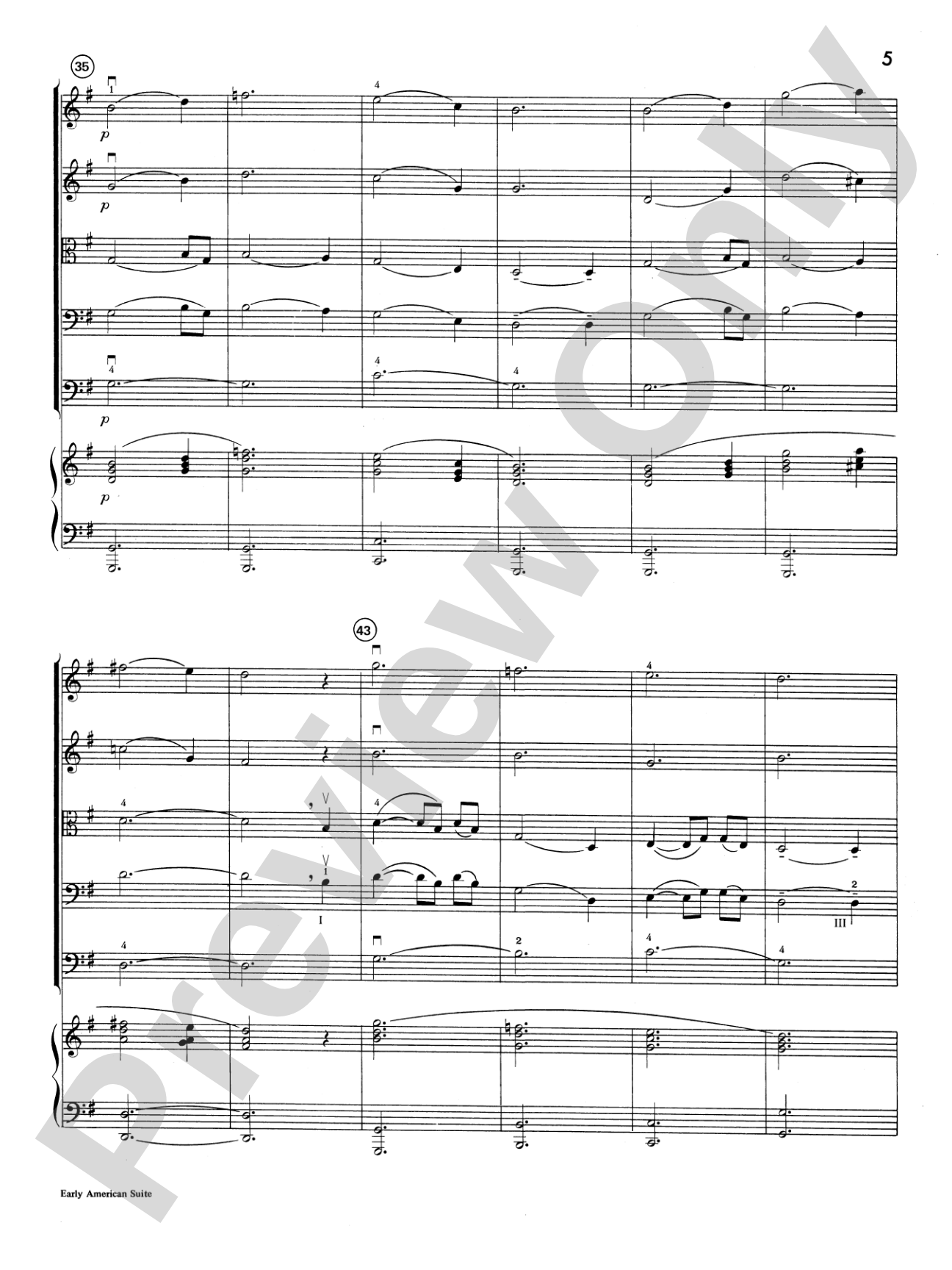 Early American Suite: String Orchestra Conductor Score & Parts