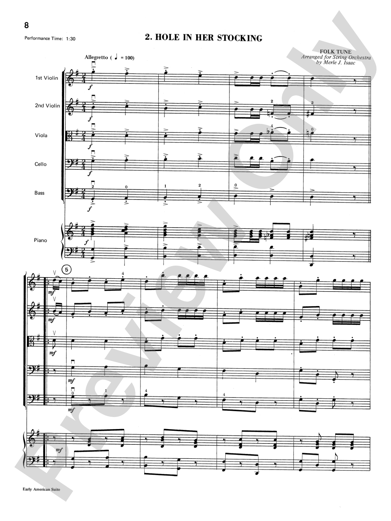 Early American Suite: String Orchestra Conductor Score & Parts