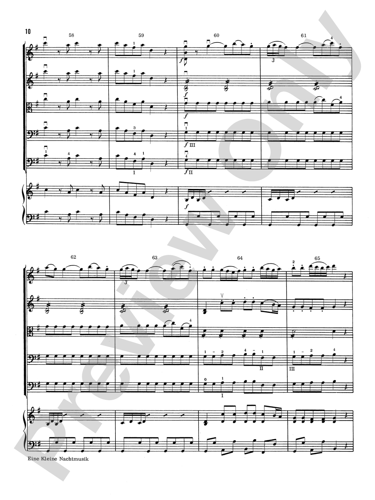 Eine Kleine Nachtmusik: Score