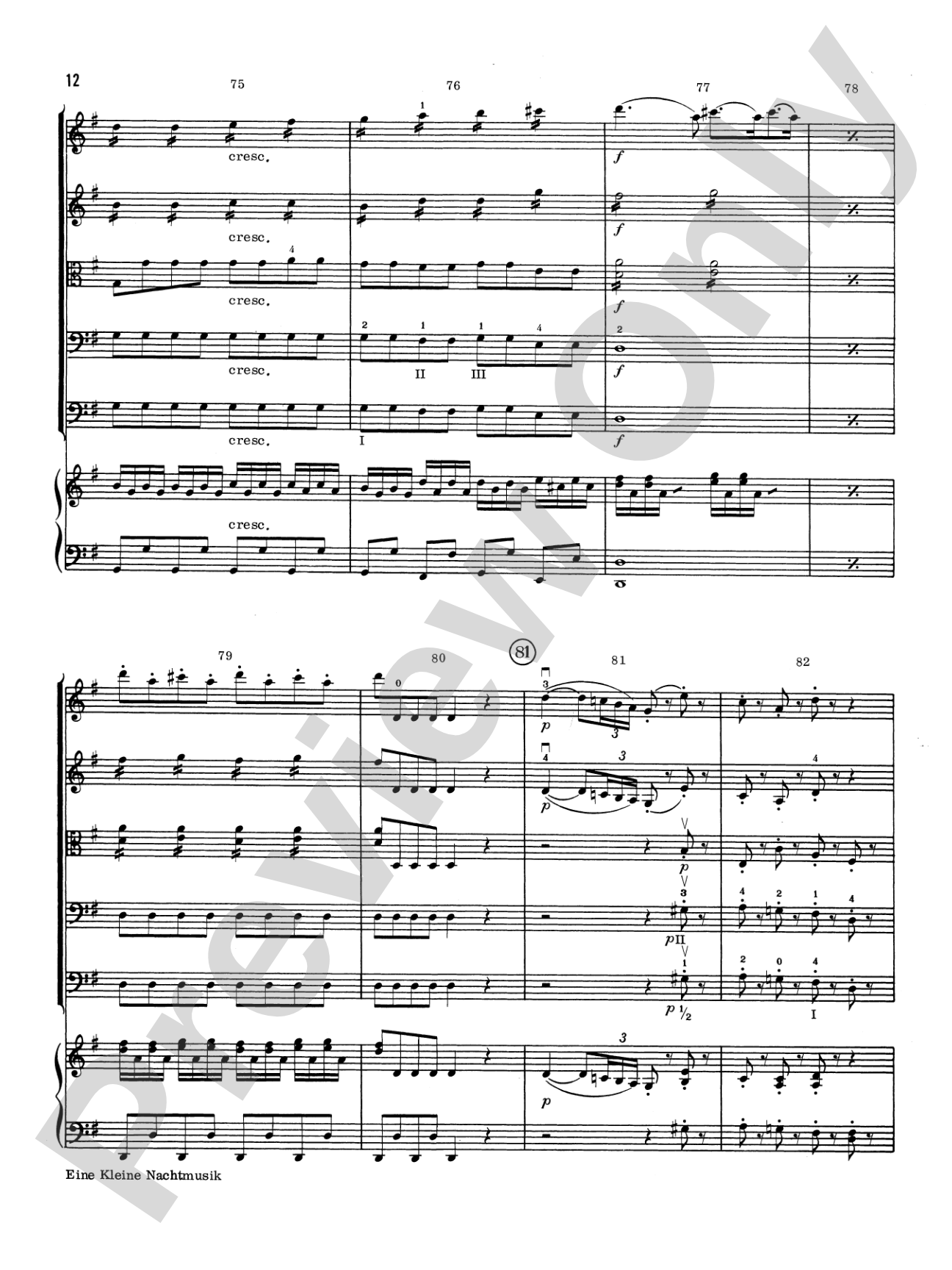 Eine Kleine Nachtmusik: Score