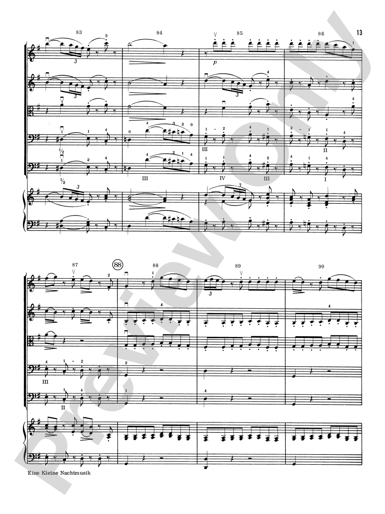 Eine Kleine Nachtmusik: Score