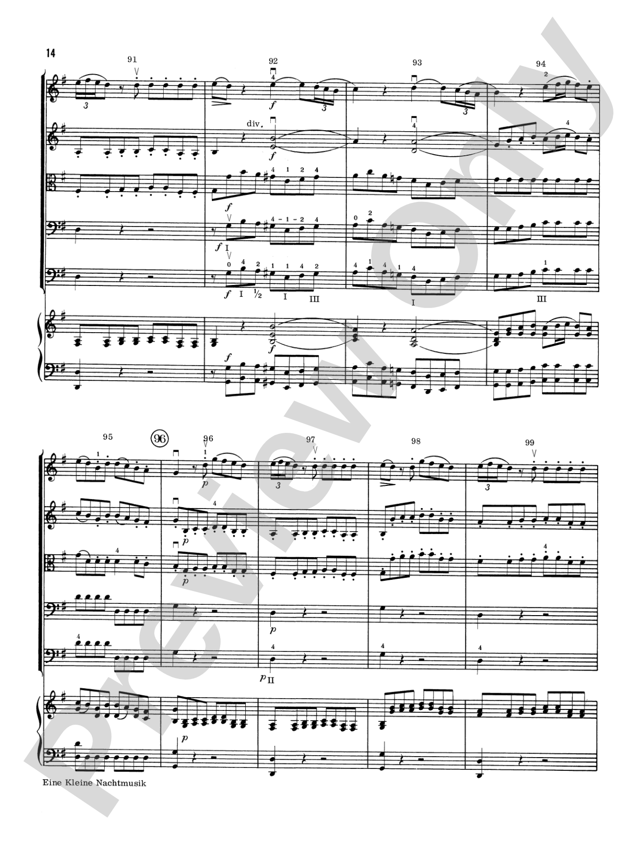 Eine Kleine Nachtmusik: Score