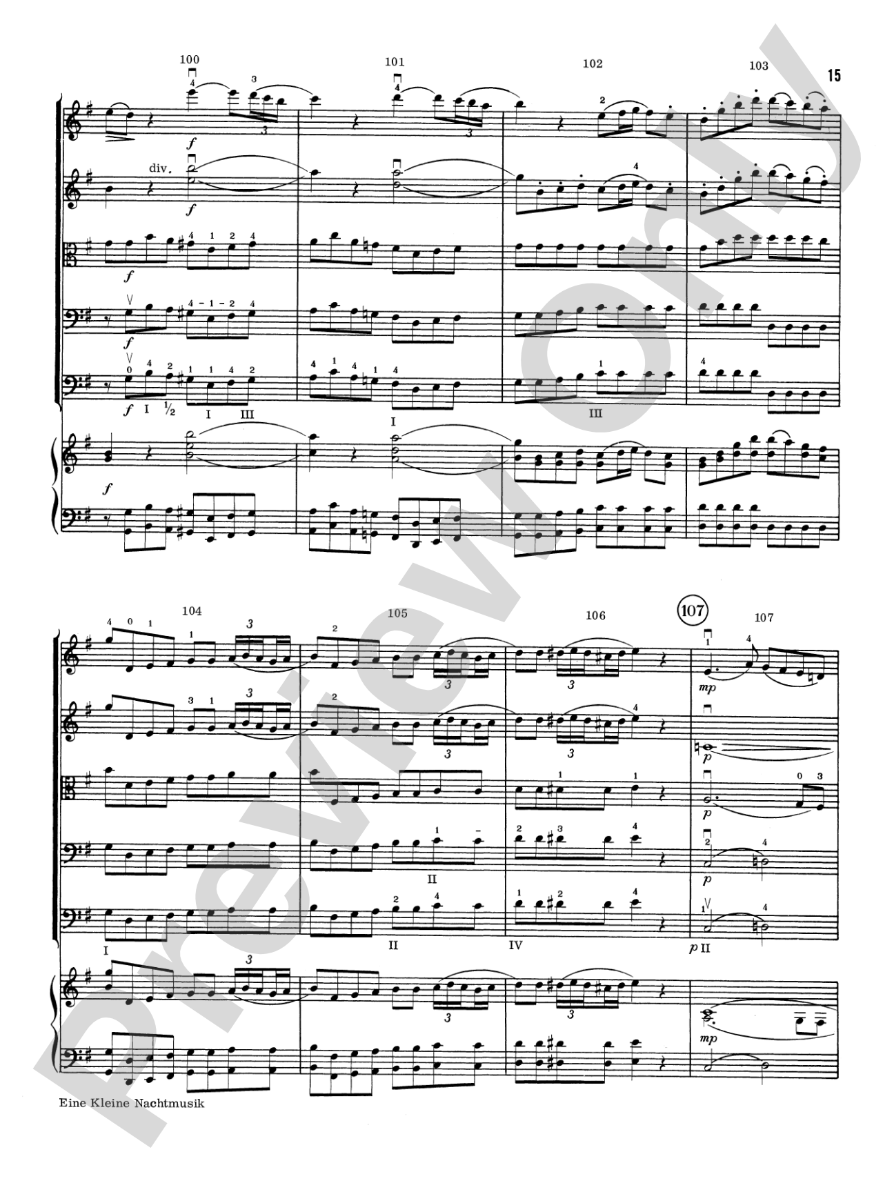 Eine Kleine Nachtmusik: Score