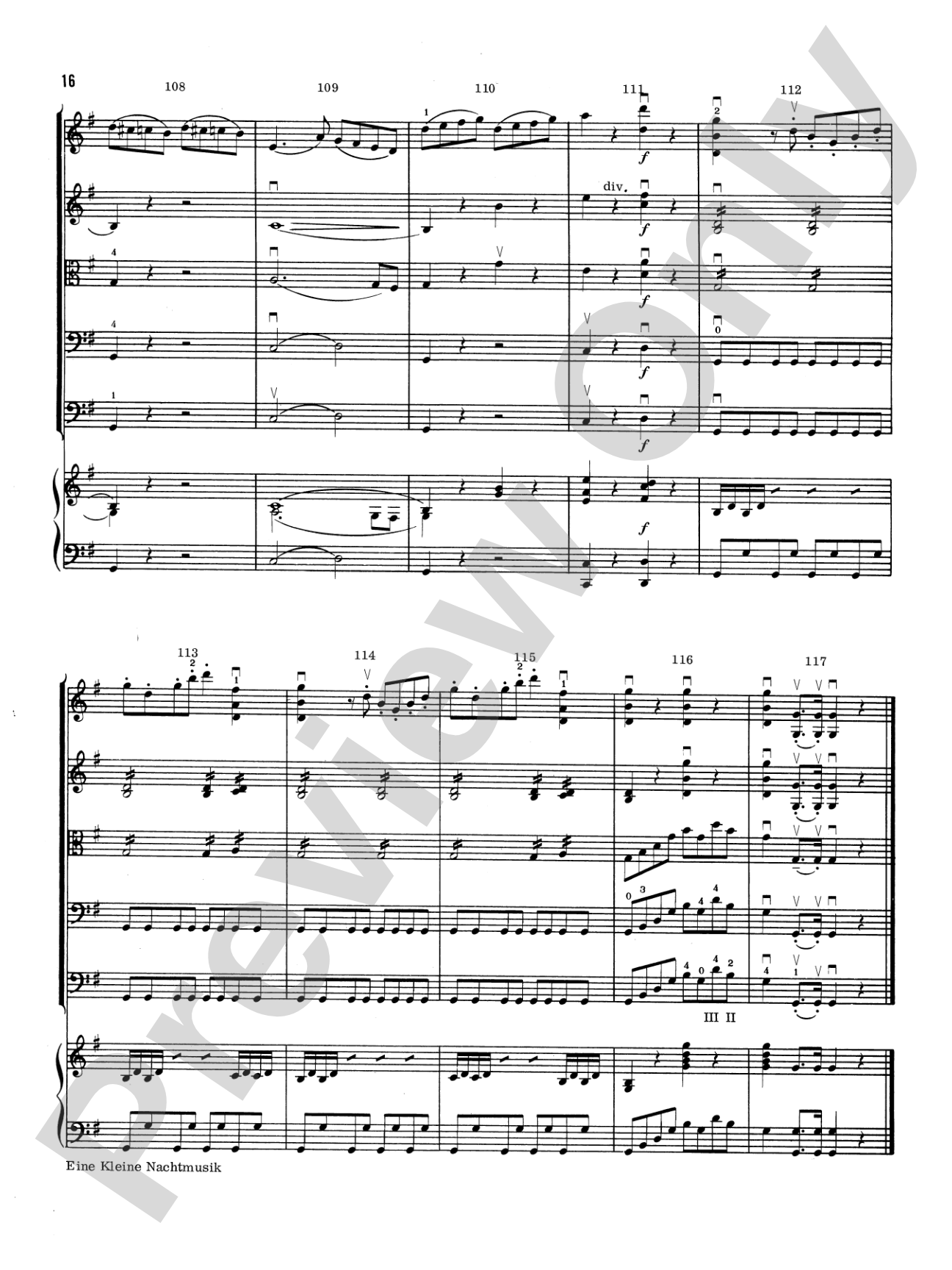 Eine Kleine Nachtmusik: Score