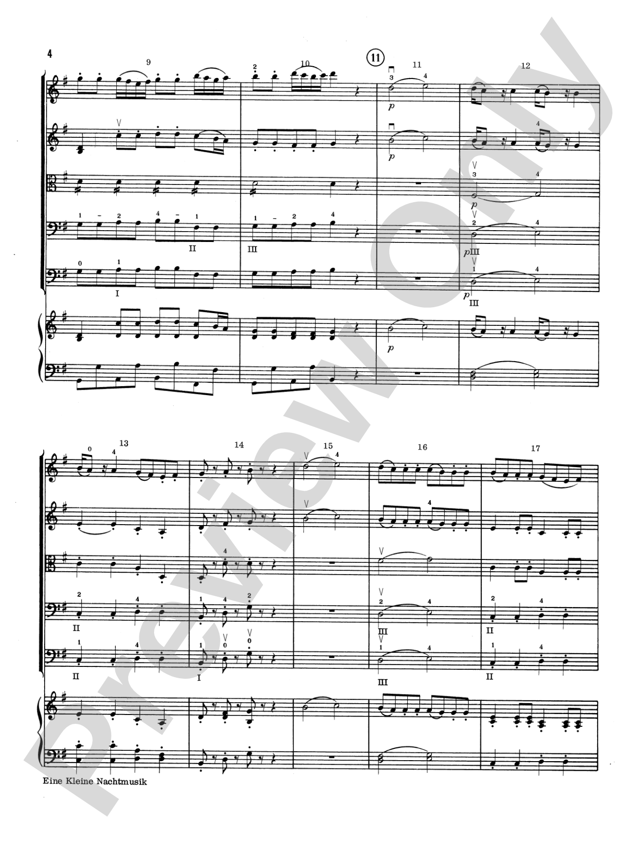 Eine Kleine Nachtmusik: Score