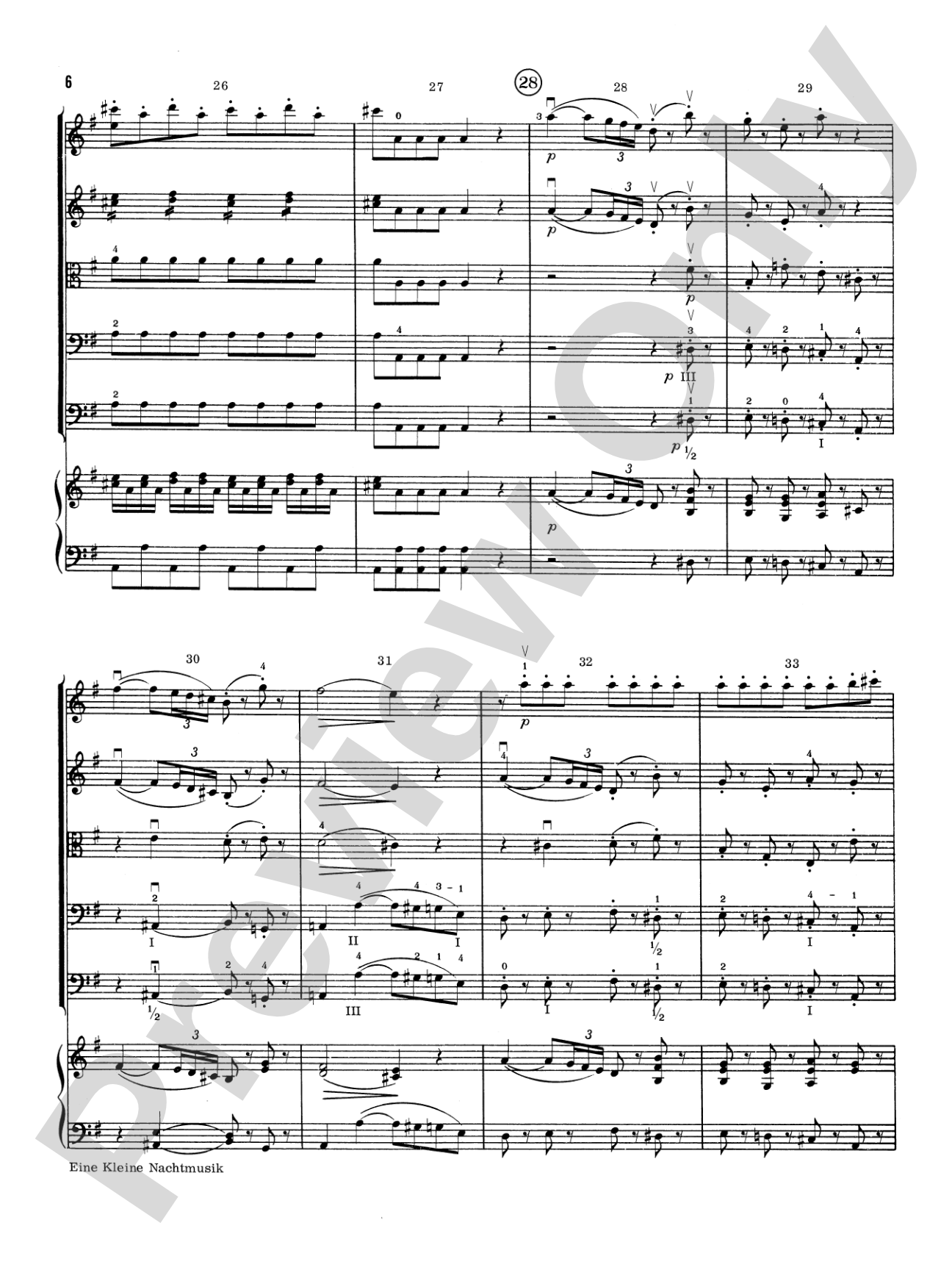 Eine Kleine Nachtmusik: Score