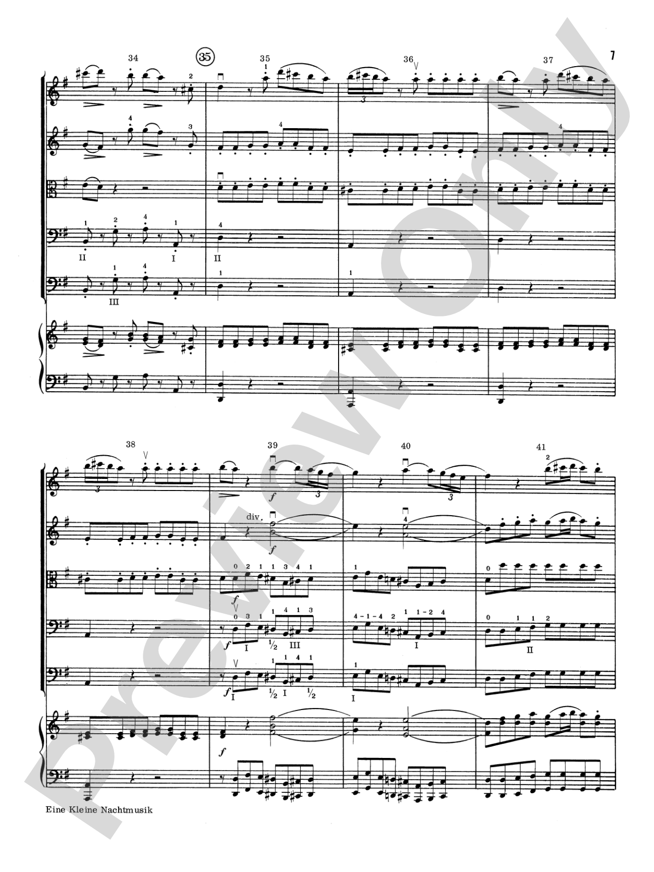 Eine Kleine Nachtmusik: Score