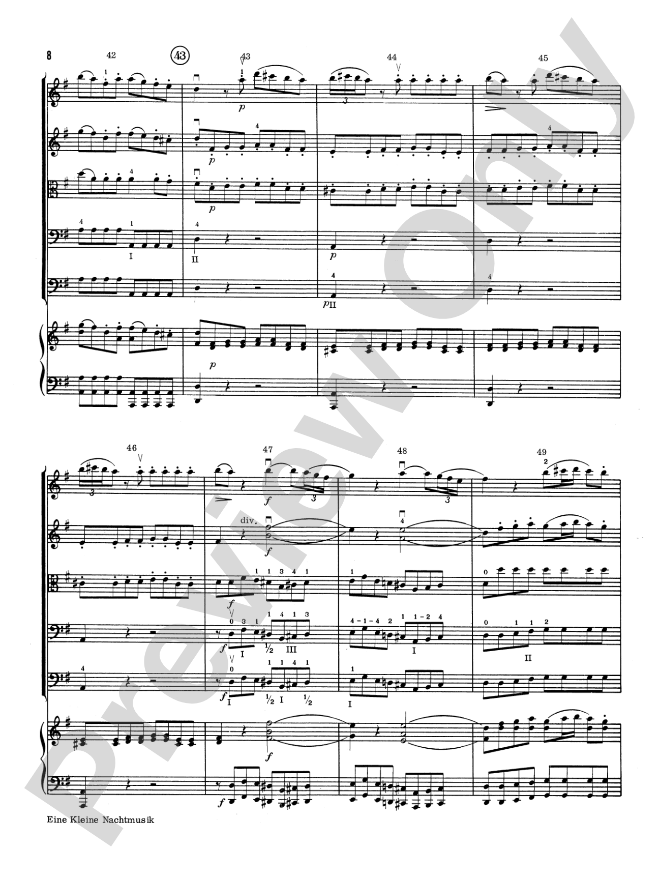 Eine Kleine Nachtmusik: Score