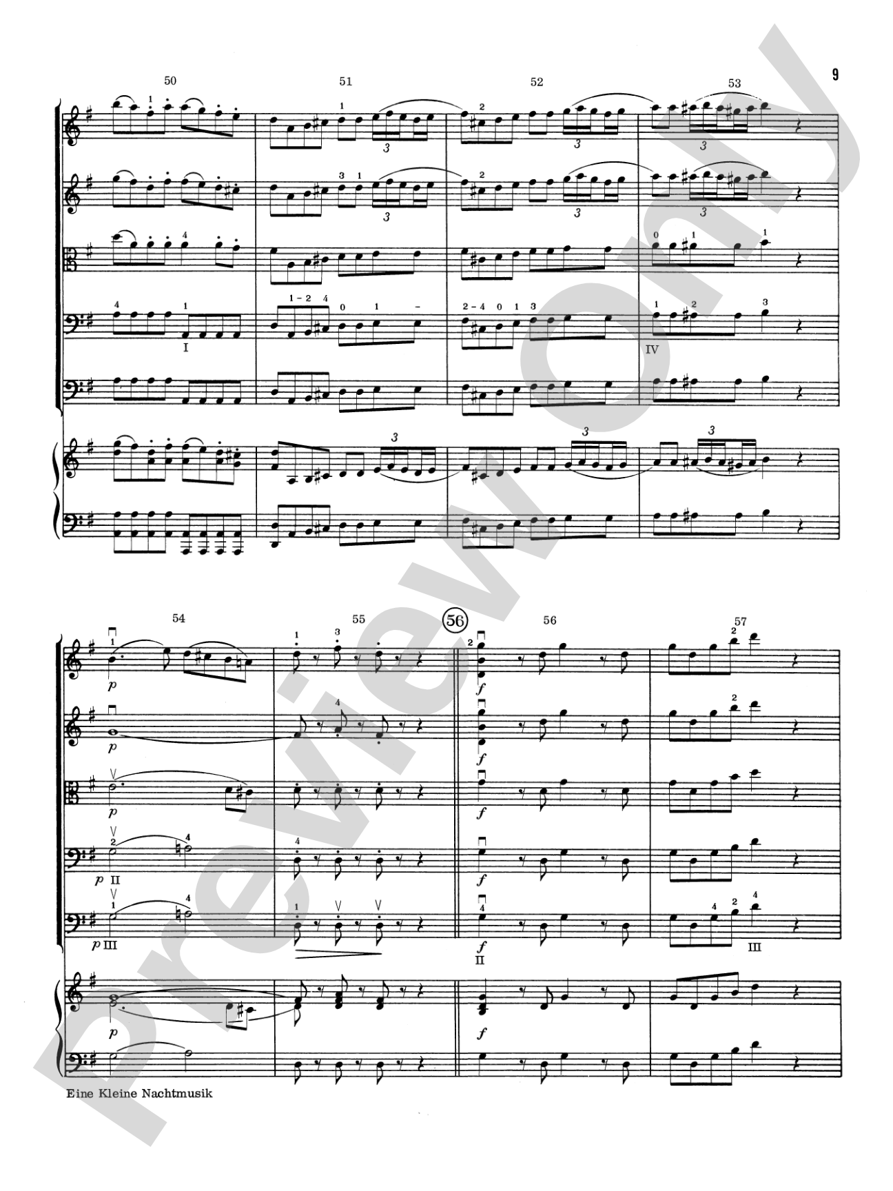 Eine Kleine Nachtmusik: Score