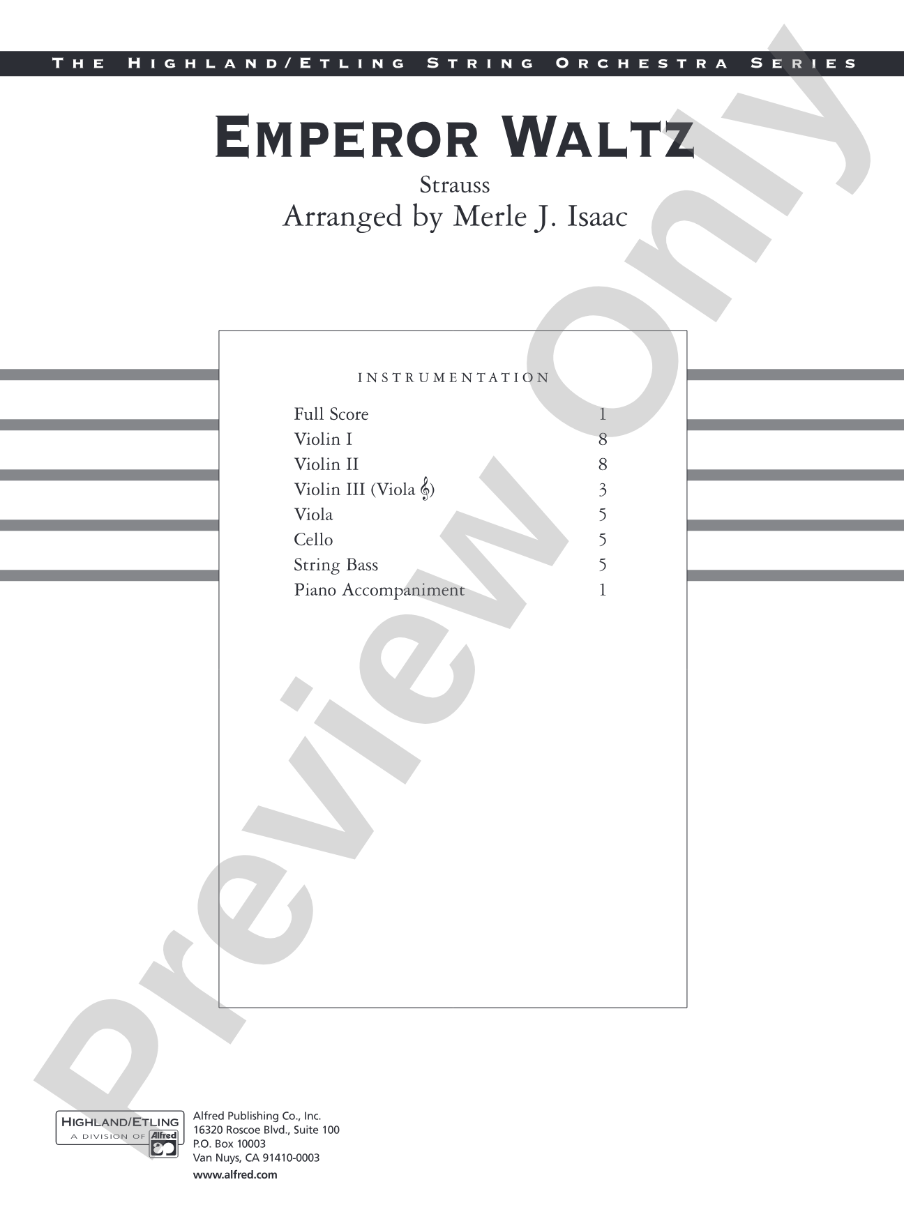 Emperor Waltz: String Orchestra Conductor Score & Parts
