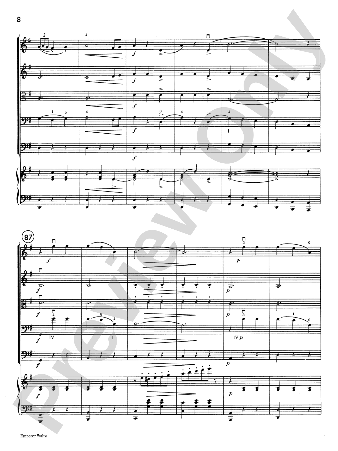 Emperor Waltz: String Orchestra Conductor Score & Parts